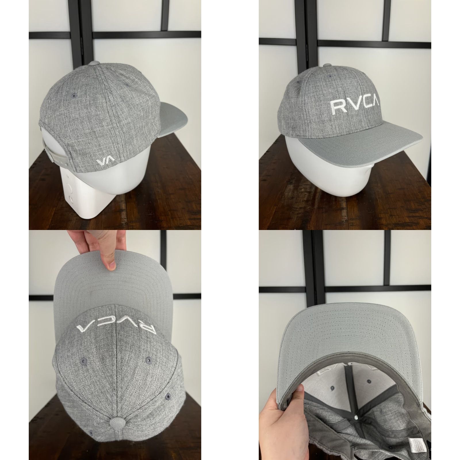 RVCA RVCA Hat Cap Snap Back Adult One Size Gray Embroidered Acrylic Wool Blend Twill Skate Beach Outdoor Men Mens Cap Hat Size ONE SIZE - 8 Thumbnail