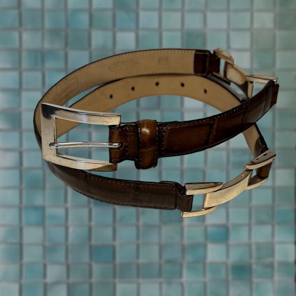 Fossil Fossil Belt Men Leather Brown Alligator Croco Embossed Cowhide Medium M 36” BT328220002 Size ONE SIZE - 1 Thumbnail