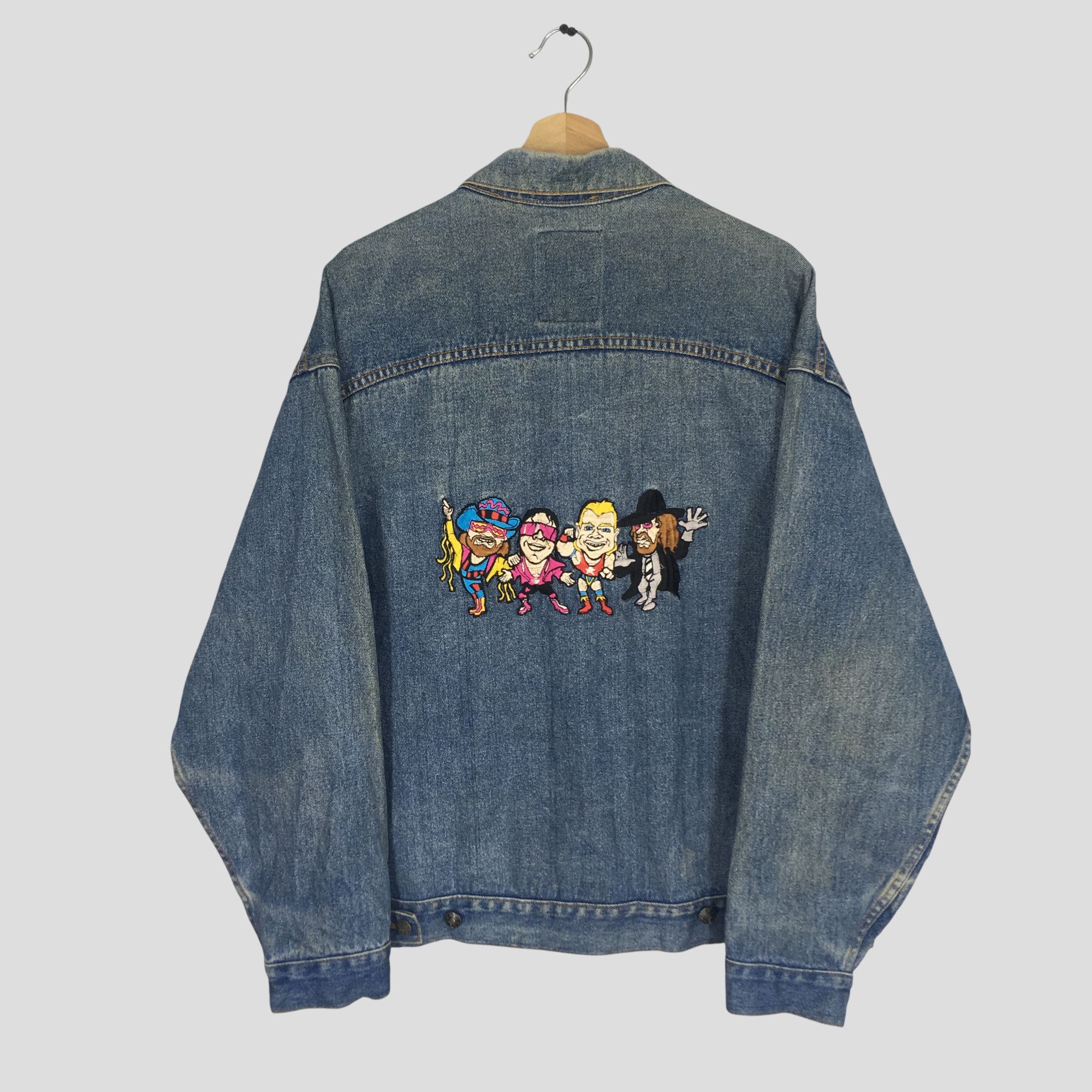 Vintage Vintage 1994 WWF Denim Jacket Featuring Bret hart Undertaker Size US L / EU 52-54 / 3 - 1 Thumbnail