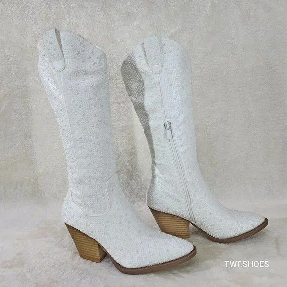 Other Wild One Glamour White / Faux Pearl Stone Glam Country Weste Size US 6 / IT 36 - 5 Thumbnail