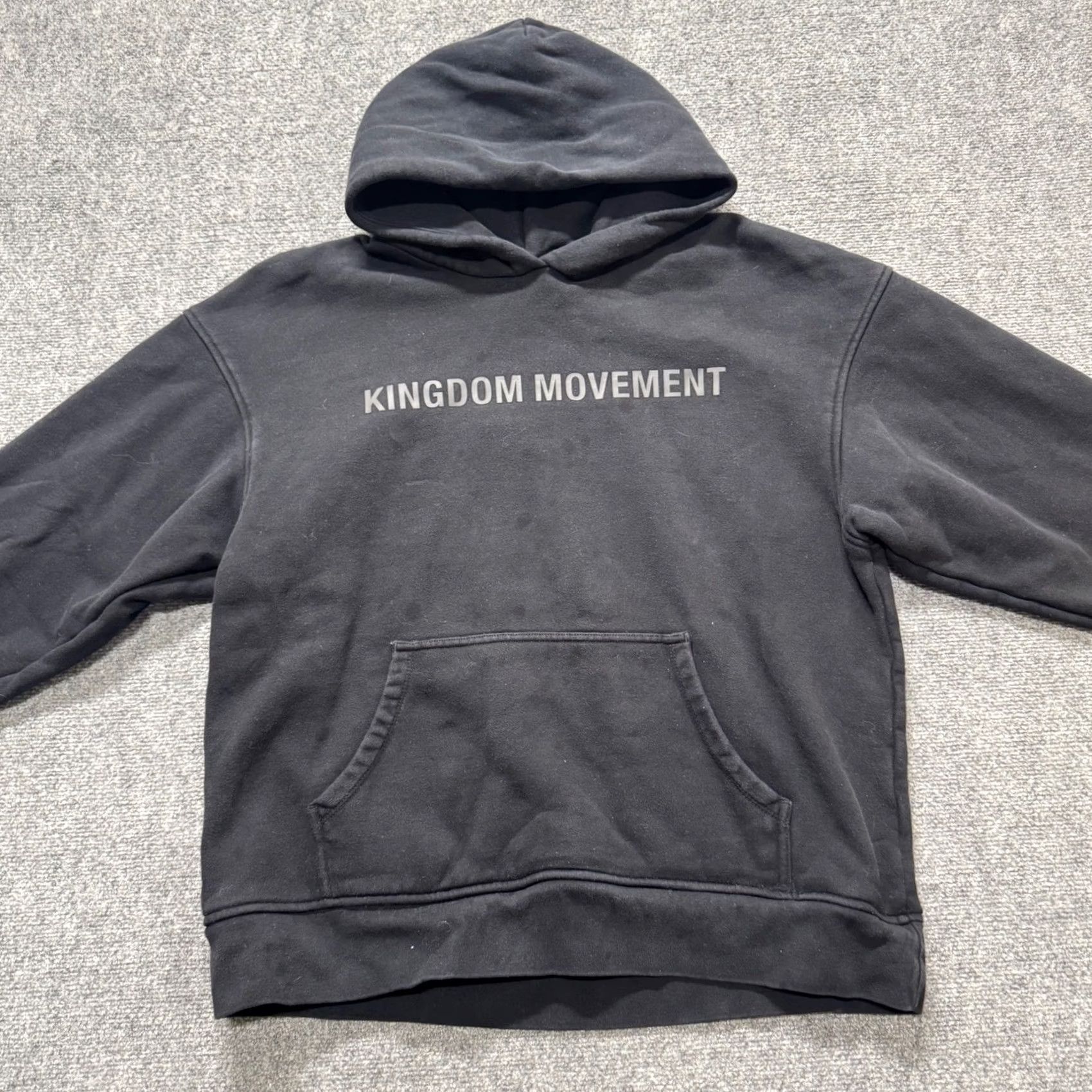 The Unbranded Brand Kingdom Movement Hoodie Mens Large Black 100% Cotton Pullover Grunge Stained Distressing Fade Pre-owned Size US L / EU 52-54 / 3 - 6 Thumbnail