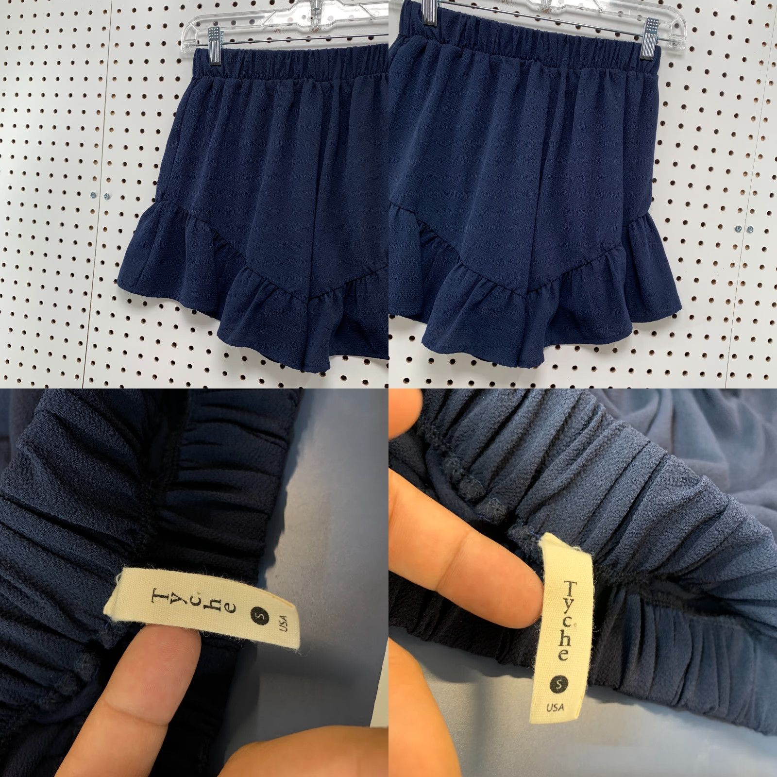 Vintage VINTAGE Tyche Skirt Skort Shorts Womens Small Navy Blue Ruffled Stretch 24x2.5 Size 28" / US 6 / IT 42 - 8 Thumbnail