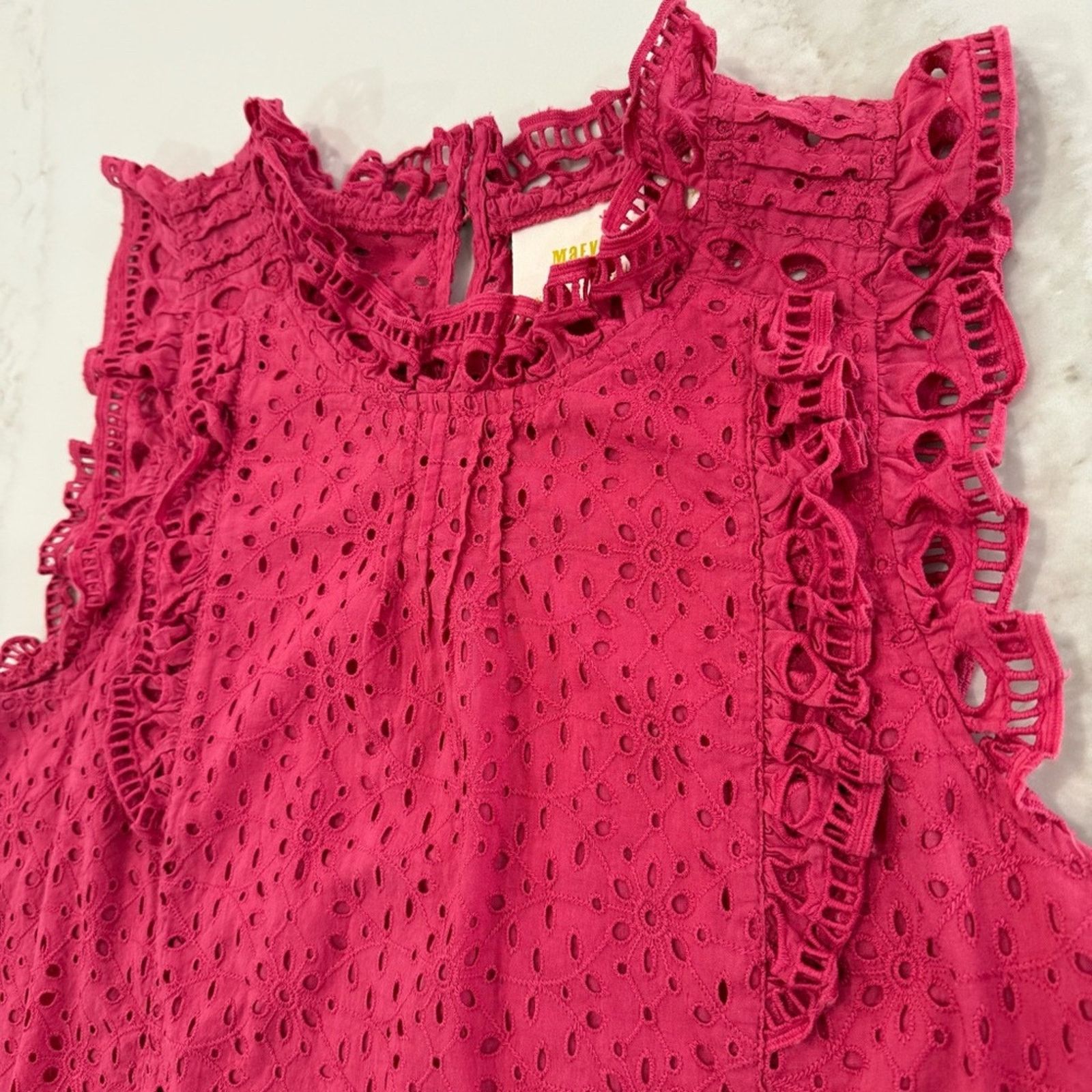 Anthropologie Maeve Anthropologie Ruffle Eyelet Sleeveless Blouse Womens 2 Size XS / US 0-2 / IT 36-38 - 3 Thumbnail