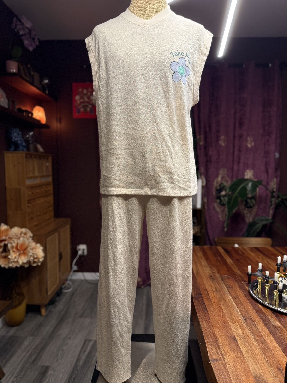 Asos “Take Five” Cream Lounge Set – Sleeveless Top & Pants Size US M / EU 48-50 / 2 - 1 Thumbnail