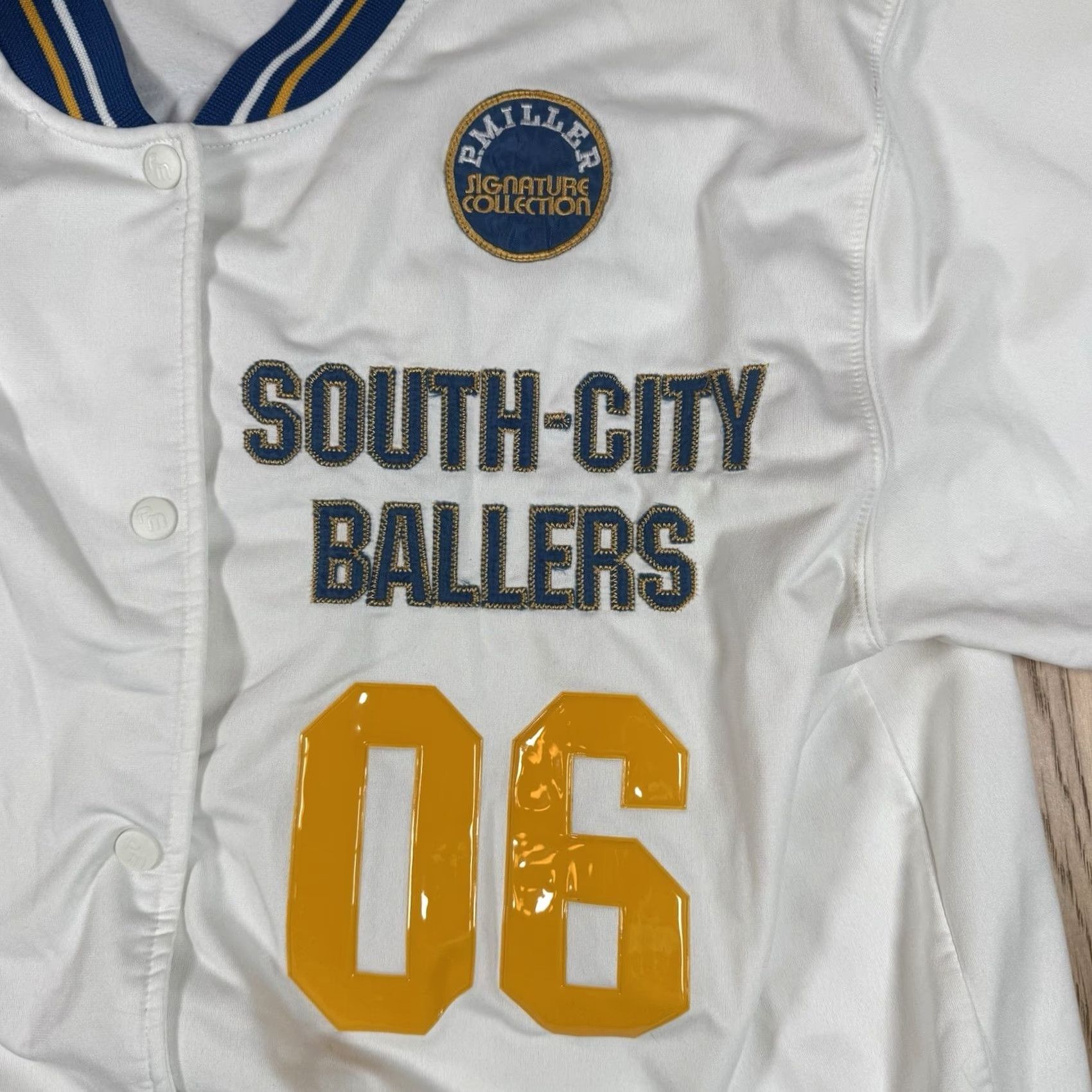 Vintage VINTAGE Master P Miller Basketball Warm Up Jersey Jacket South City Ballers #06 Men's L White Jersey Basketball Activewear 90s City Mens Size US L / EU 52-54 / 3 - 4 Thumbnail