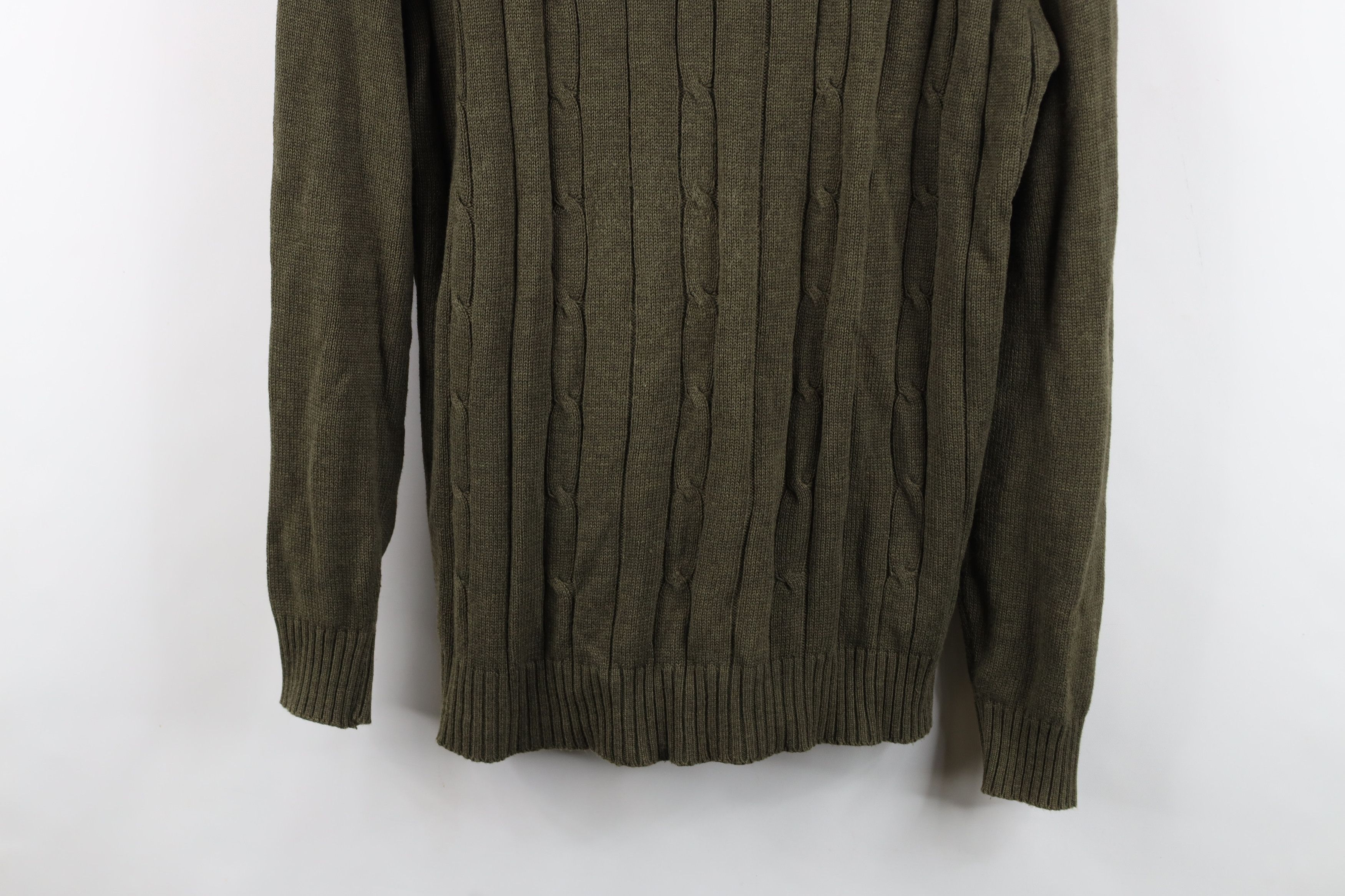 Vintage Vintage 90s Streetwear Blank Chunky Cable Knit Sweater Green Size US L / EU 52-54 / 3 - 3 Thumbnail