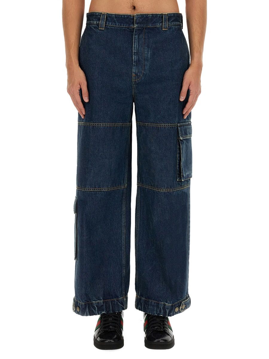 Gucci GUCCI DENIM PANTS WITH GUCCI LABEL - BLUE (IT 46) Size US 30 / EU 46 - 1 Thumbnail