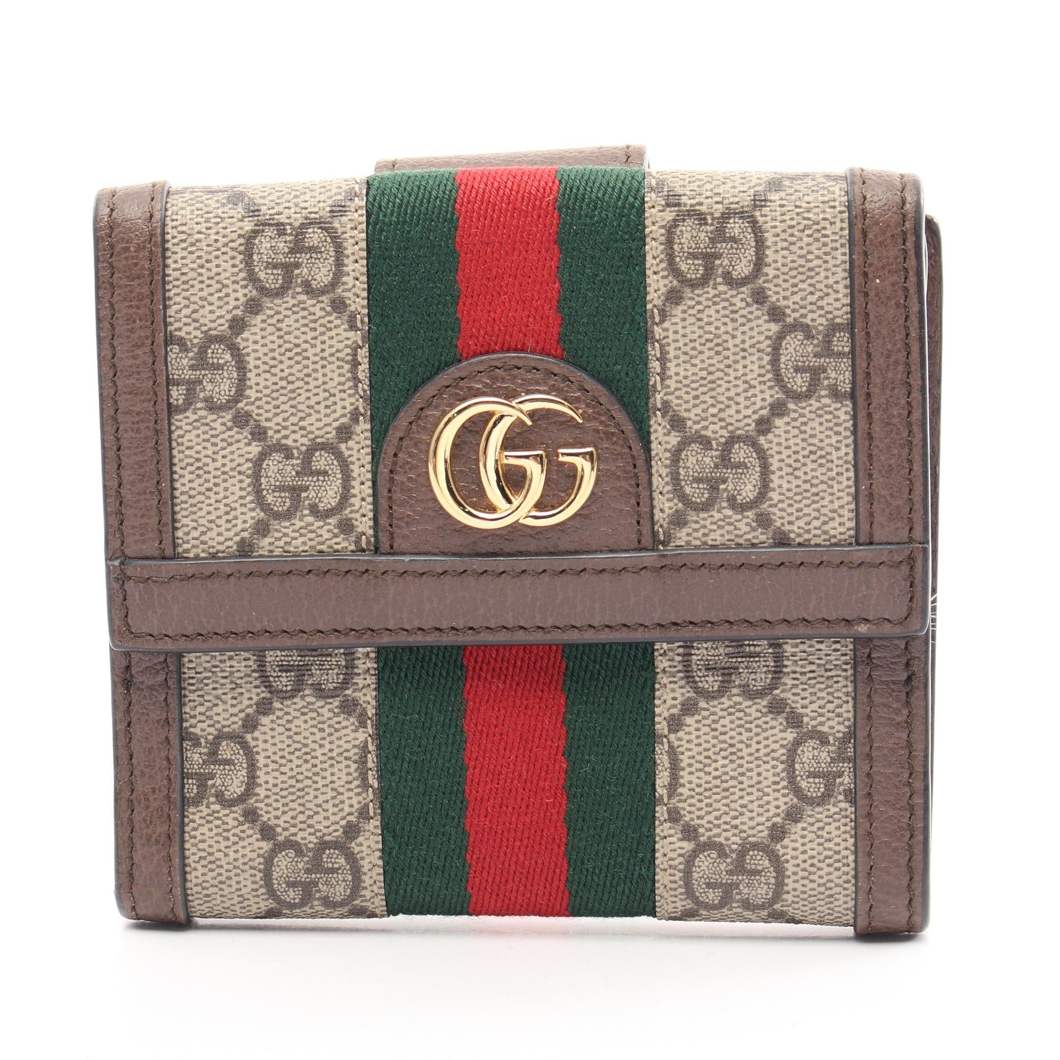 Gucci Gucci Ophidia Gg French Flap Wallet Sherry Line Double Hook Leather Beige Brown Size ONE SIZE - 1 Thumbnail