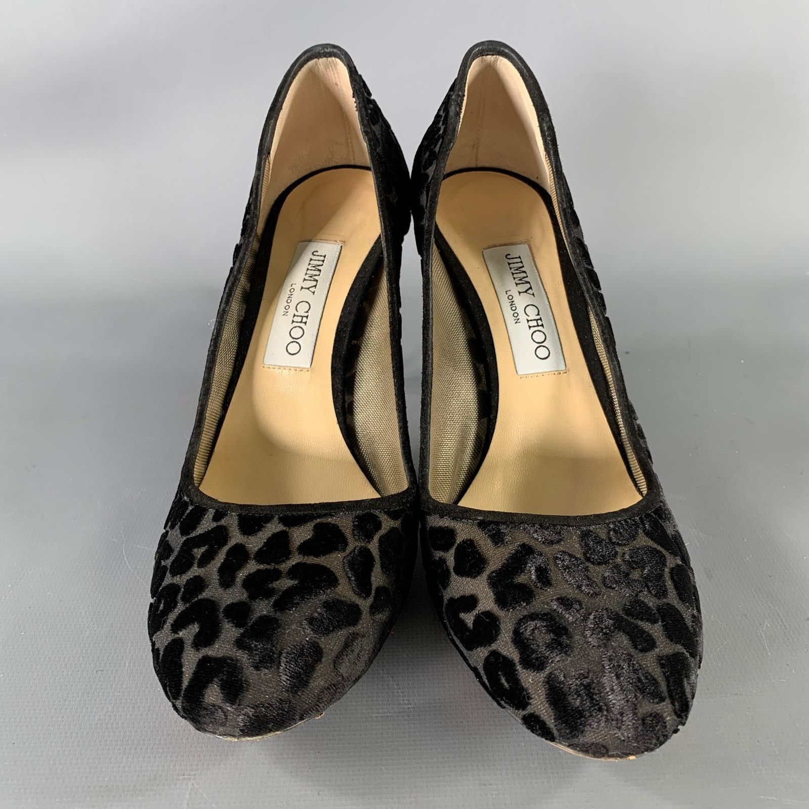 Jimmy Choo JIMMY CHOO Size 9 Black Devore Leopard Round Toe Pumps Size US 9 / IT 39 - 4 Thumbnail