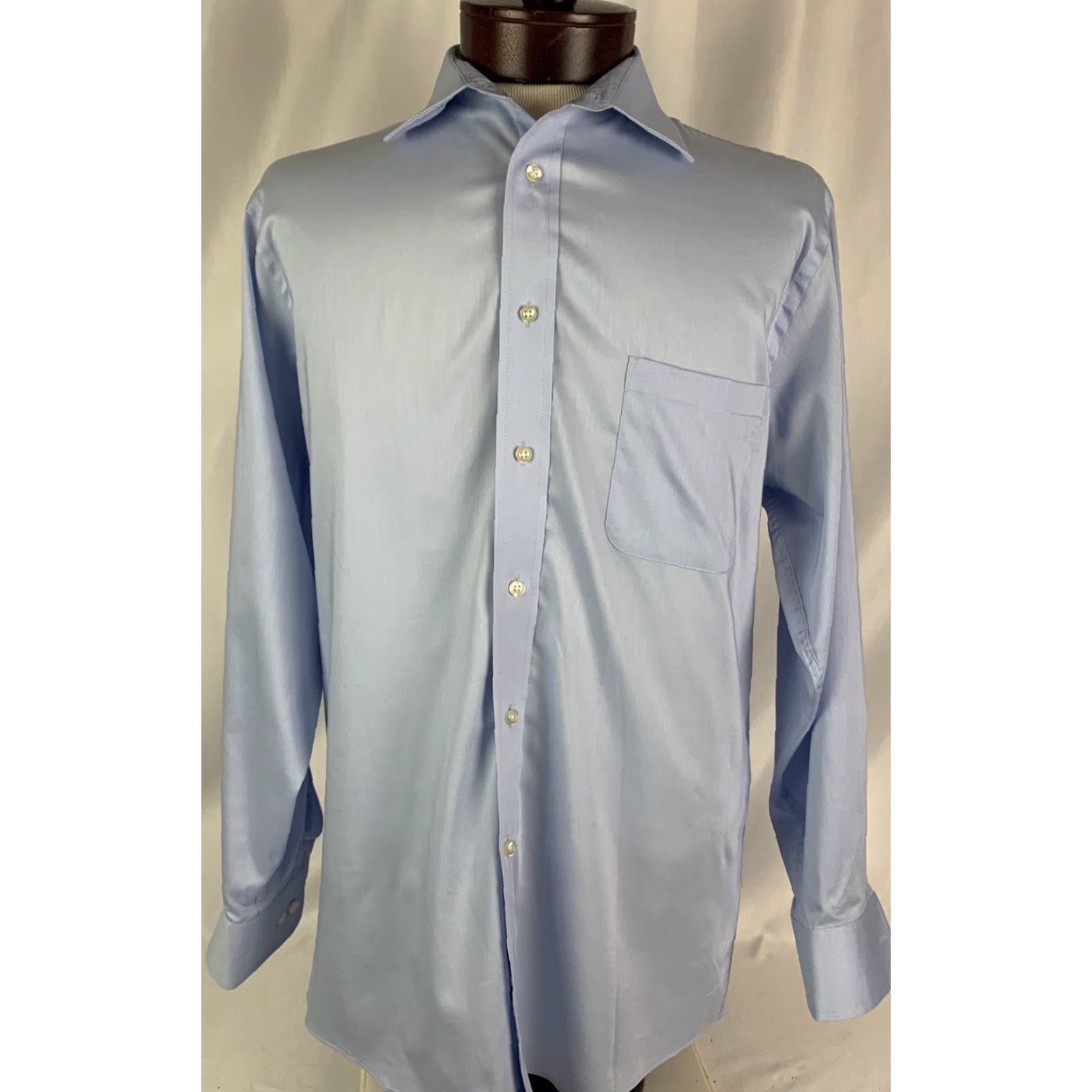 Chaps Chaps Dress Shirt 16 32/33 Men's Blue Comfort Stretch Wrinkle Free Regular Fit Size 42R - 7 Thumbnail