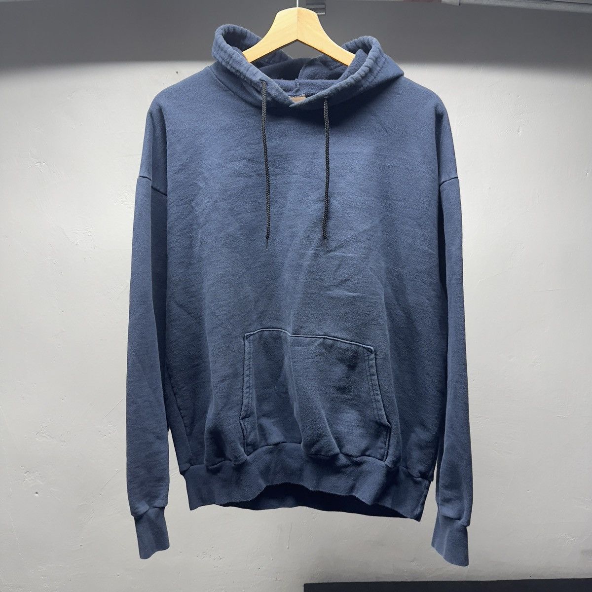 90s Thrashed Faded Distressed Blue Hoodie ERD Grunge Chrome