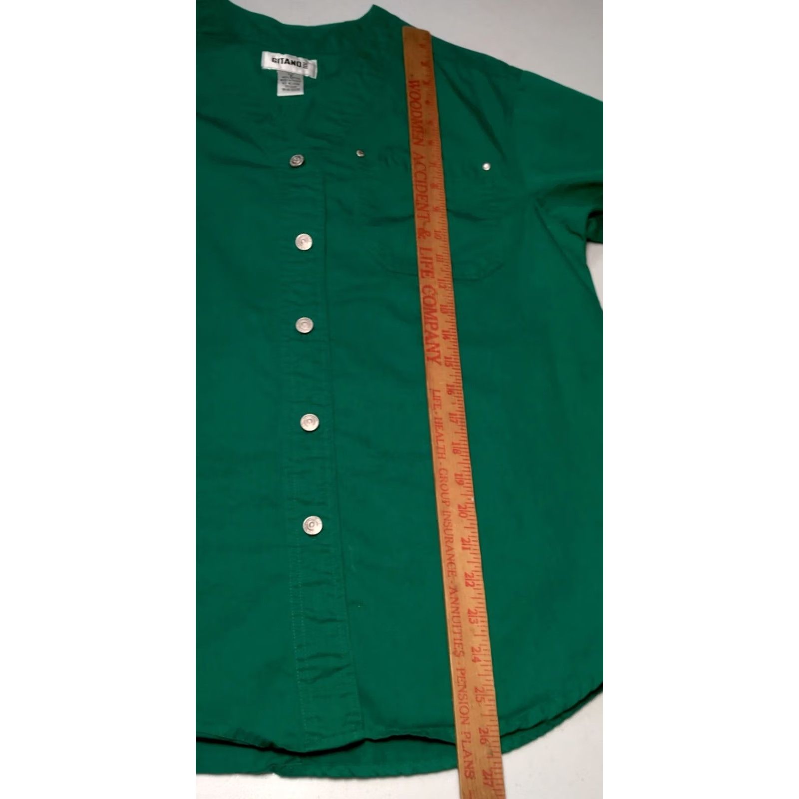 Vintage VINTAGE Gitano Shirt Women Small Kelly Green Twill Button Up V Neck 90s Classic Casual Mens Womens Girls Boys Size S / US 4 / IT 40 - 3 Thumbnail