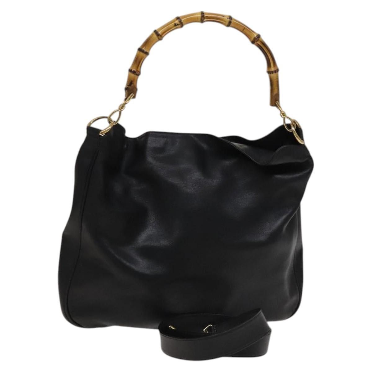 Gucci GUCCI Bamboo Hand Bag Leather Black Gold 001 2058 1577 0 Size ONE SIZE - 1 Thumbnail