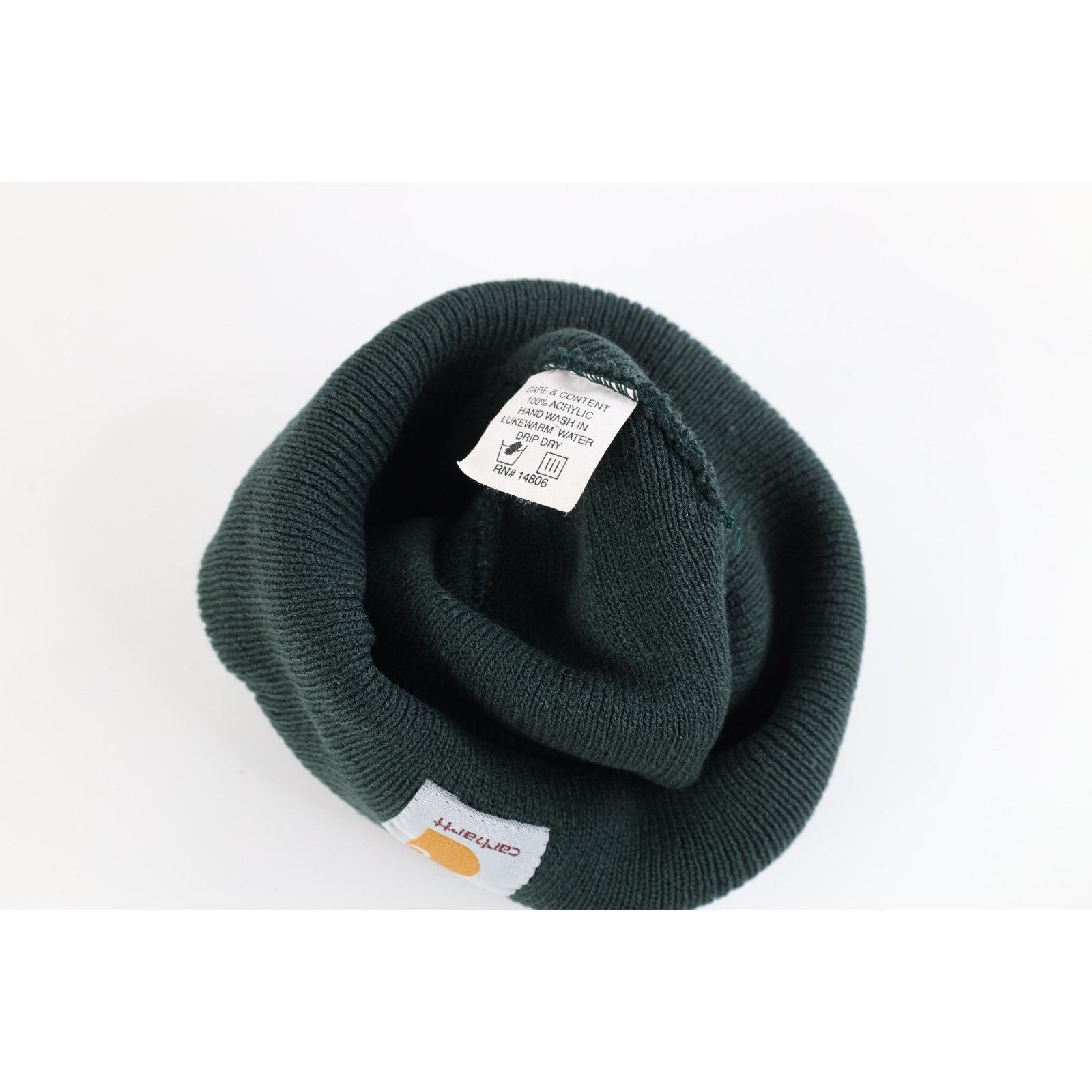 Carhartt Vintage 90s Carhartt Spell Out Ribbed Knit Winter Beanie Hat Size ONE SIZE - 5 Thumbnail