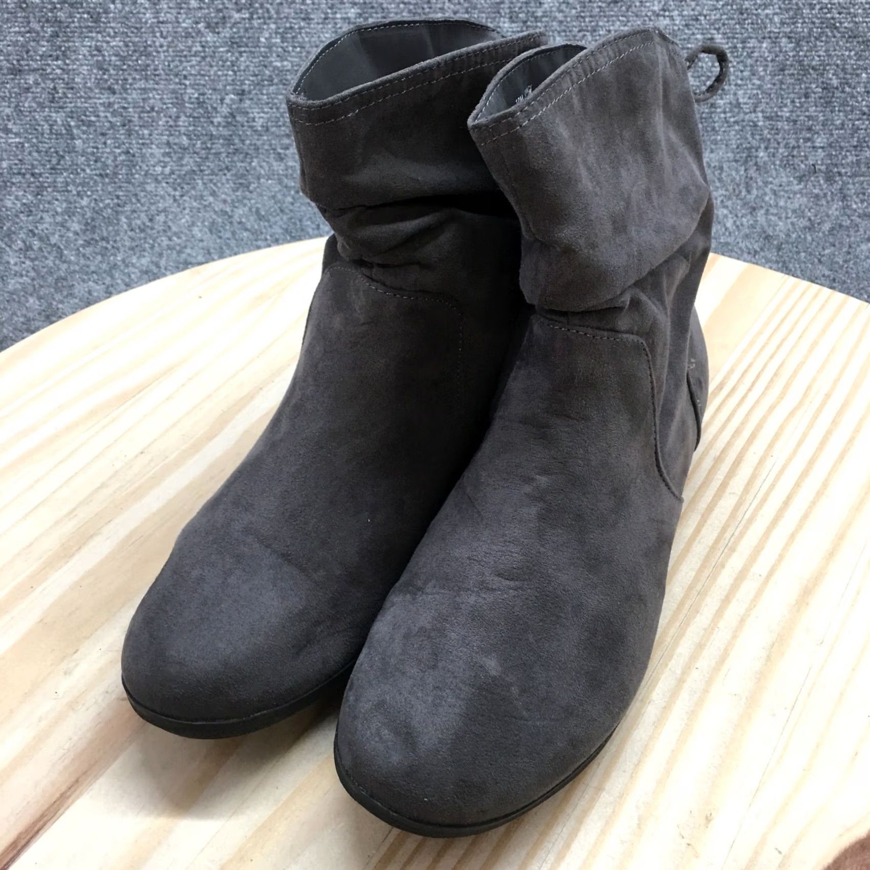 Vintage Arizona Jeans Co Boots Womens 10 M Kacy Ankle Bootie Gray Fabric Flat Casual Shoes Size 32" / US 10 / IT 46 - 4 Thumbnail