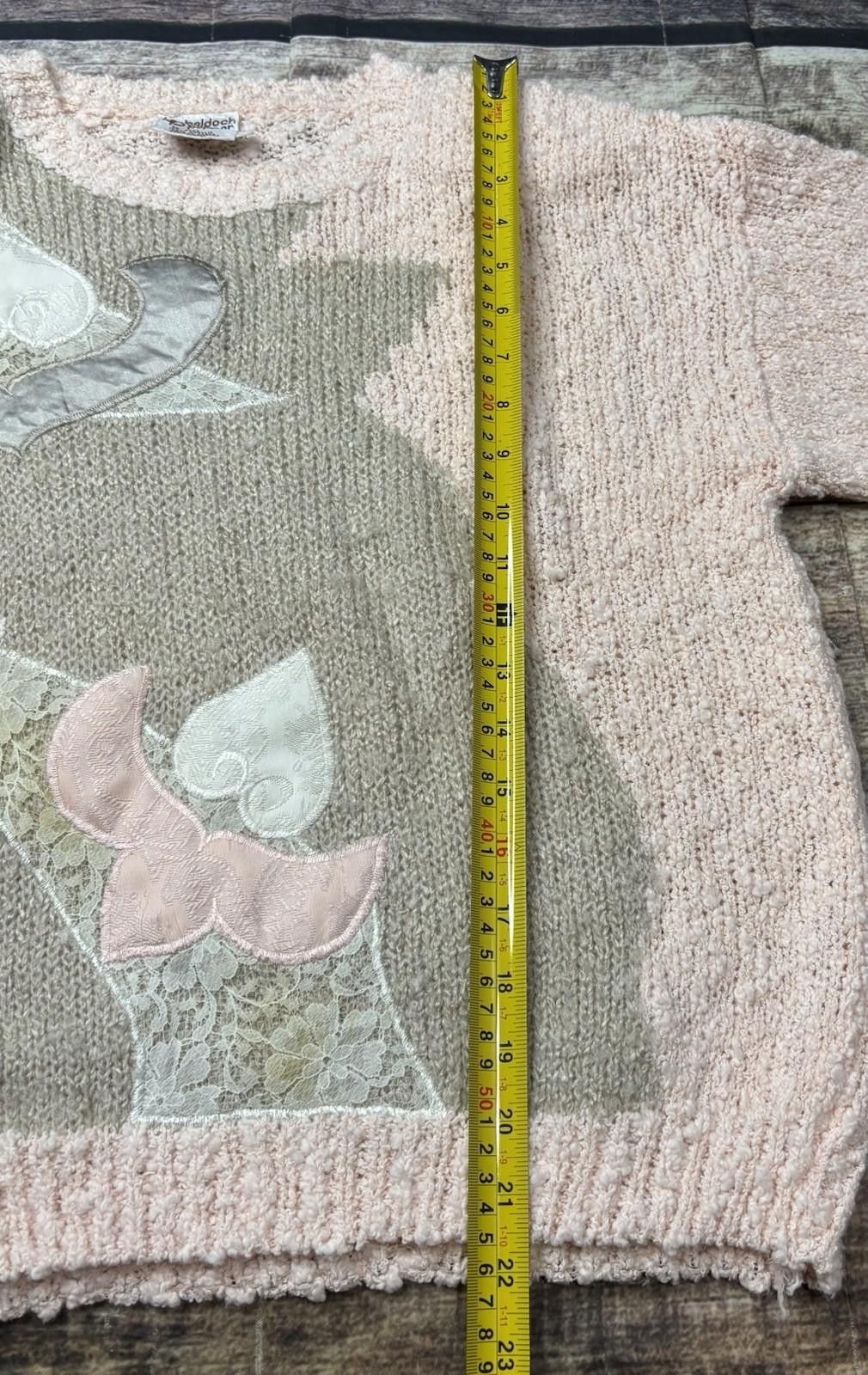 Other Beldoch Popper Sweater Womens L Knit Lace Grannycore Pink Size L / US 10 / IT 46 - 9 Thumbnail