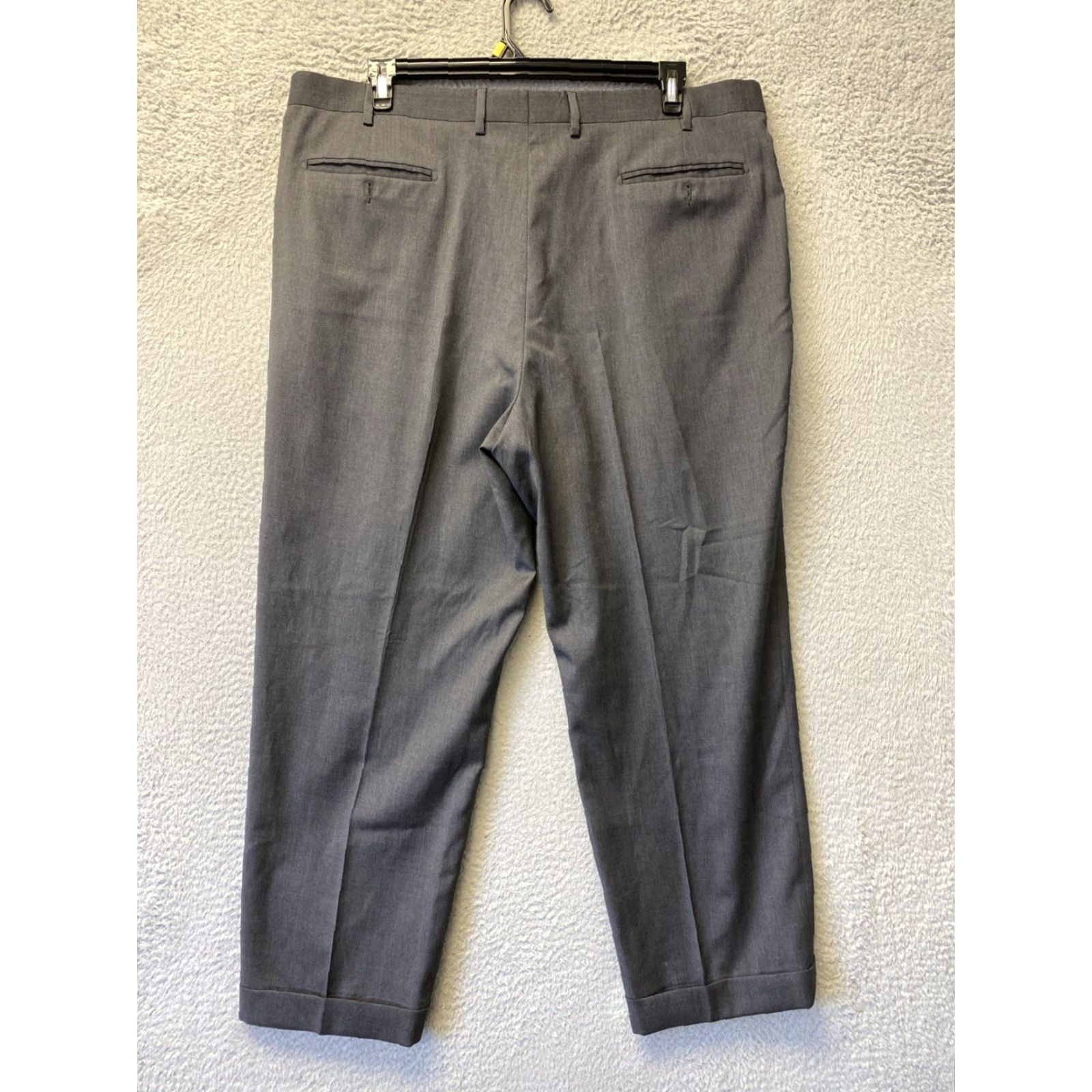 Zanella Dress Pants Mens 42 Solid Gray Wool Pleated Front Zip 100% Wool Made in Italy