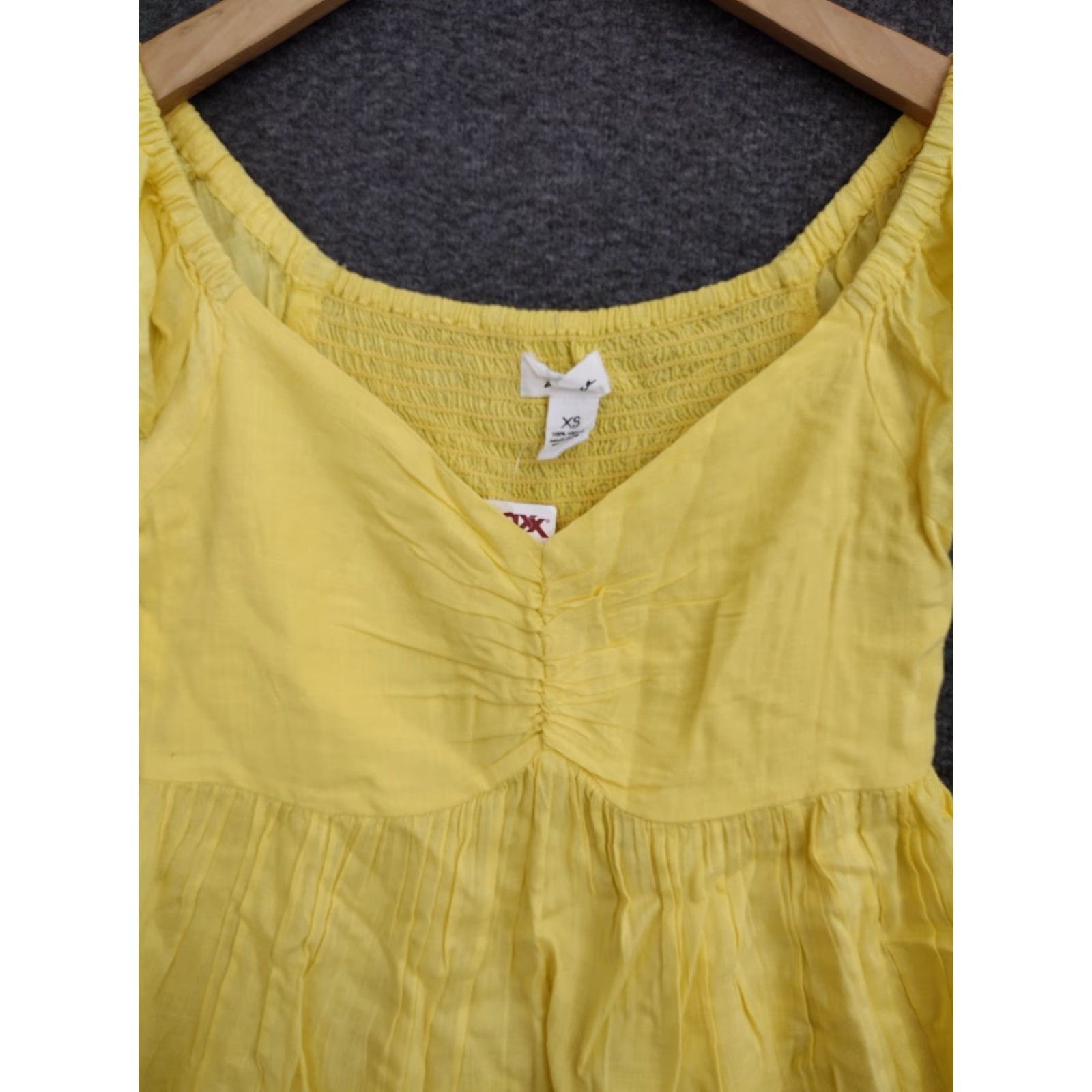 Vintage Japna Women's Yellow V-Neck Cap Sleeve Crop Flare Blouse XS Size XS / US 0-2 / IT 36-38 - 3 Thumbnail