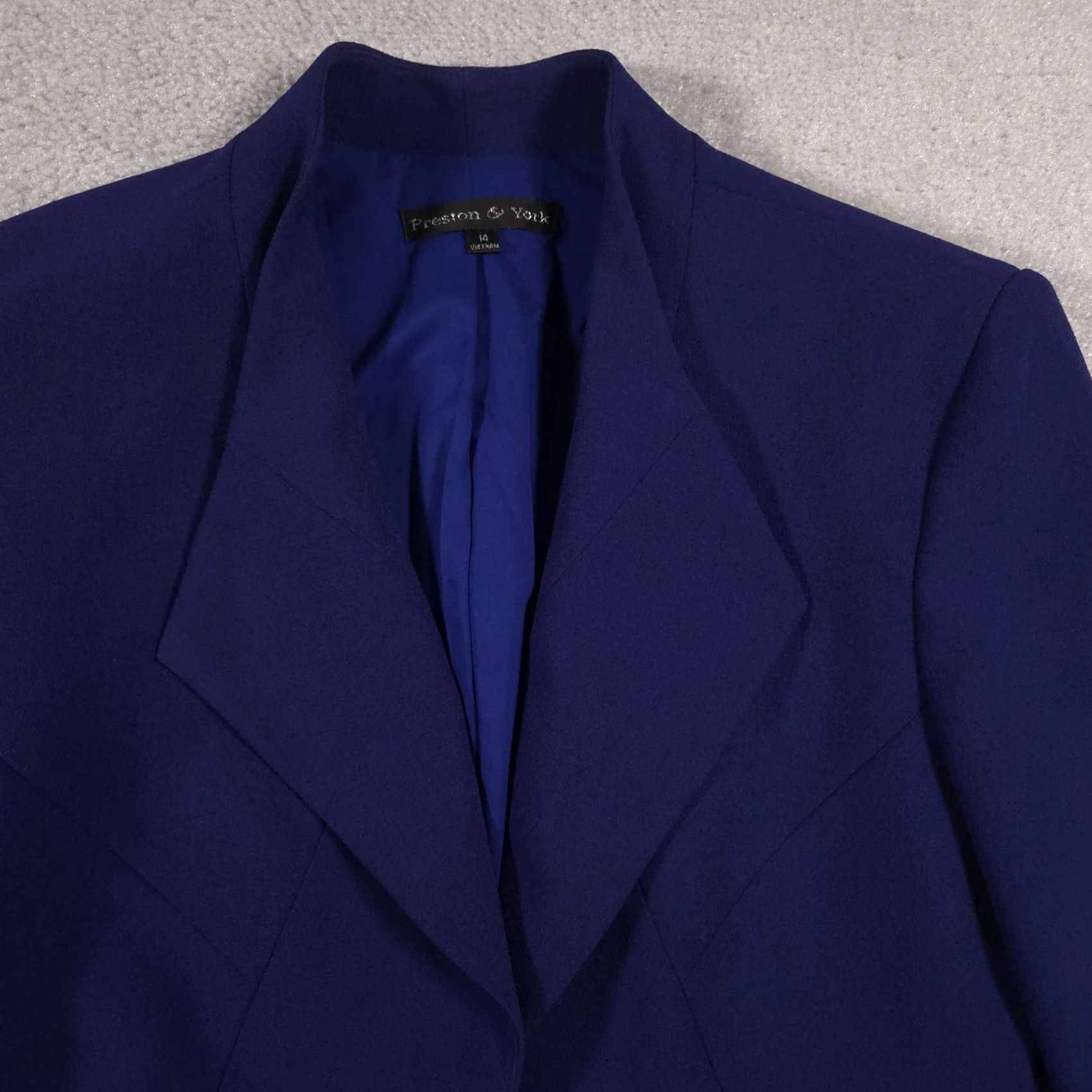 Preston & York Preston & York Blazer Womens 14 Blue Poly Spandex Fully Lined Hook Closure Pockets Career Suit Jacket Blazer Women Bespoke Tailored Size XL / US 12-14 / IT 48-50 - 3 Thumbnail