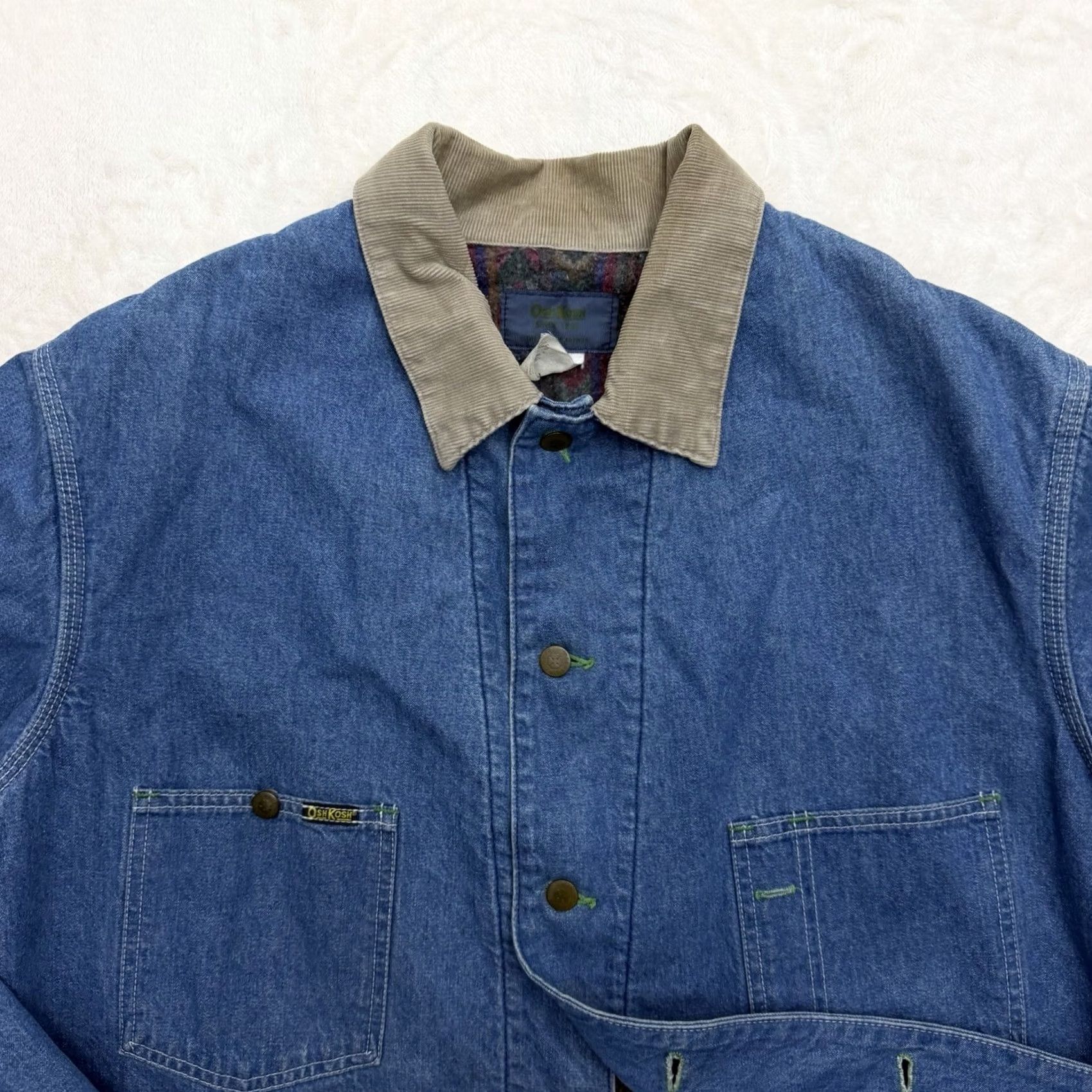 Vintage VINTAGE Osh Kosh Jacket Men XL Blue Denim Aztec Lined Snap Front Workwear Chore Size US XL / EU 56 / 4 - 2 Thumbnail