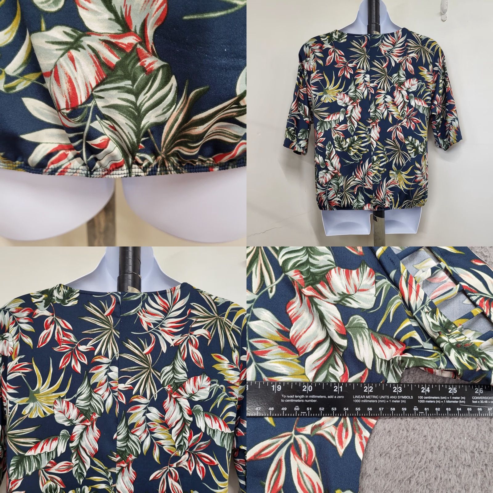 Vintage PERCEPTION CONCEPT Blouse Womens XL Blue Tropical Flower Cut Out Sleeves Floral Pattern 3/4 Sleeve Size XL / US 12-14 / IT 48-50 - 8 Thumbnail