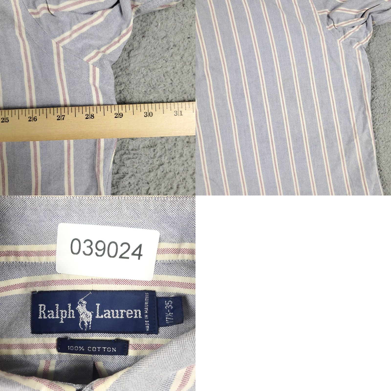 Ralph Lauren Ralph Lauren Shirt Mens 17.5 Blue Striped Pony Dress Button Up Long Sleeve Classic Casual Workwear 17.5 Navy Blue Mens Size 46R - 8 Thumbnail