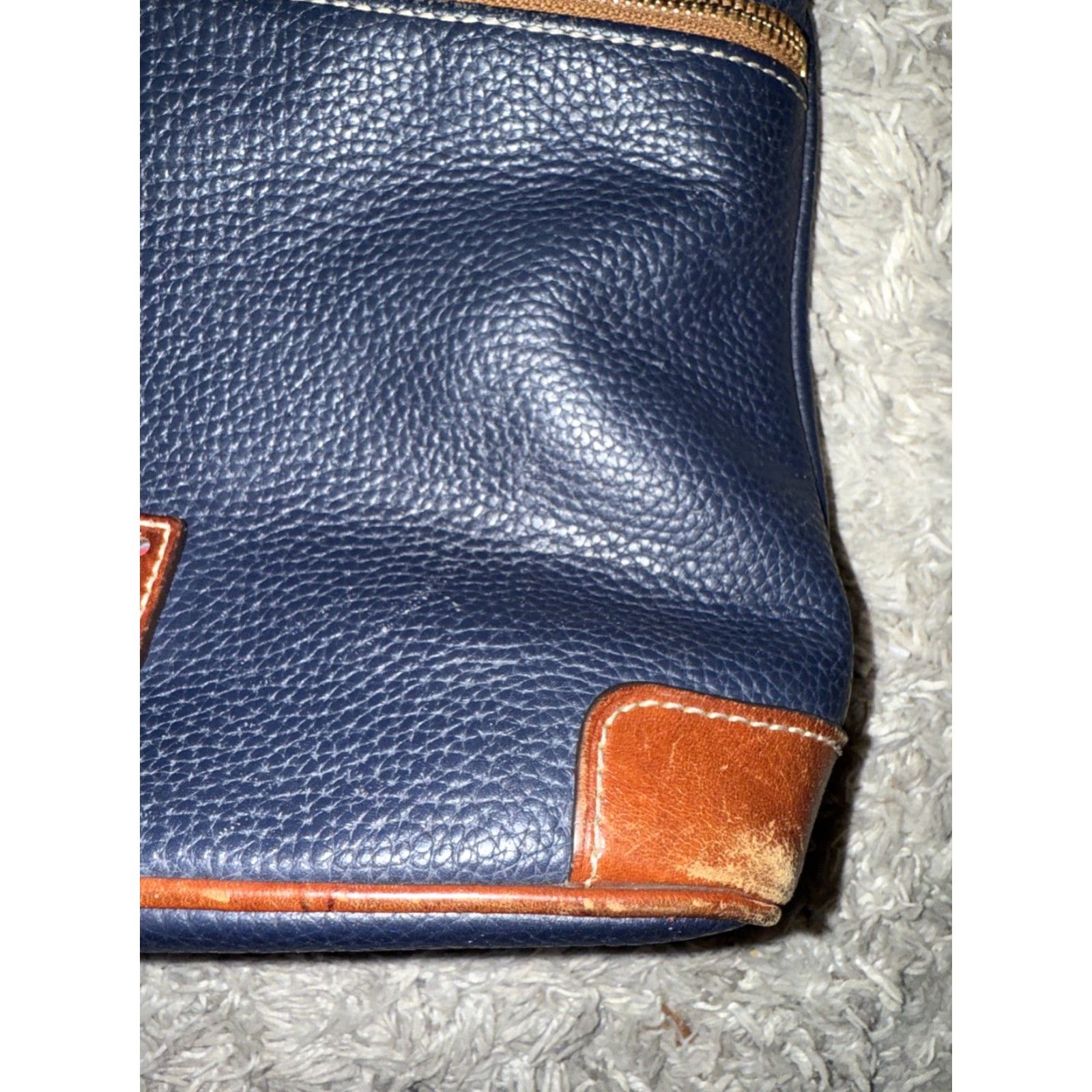 Dooney & Bourke Dooney & Bourke Purse Crossbody Crossbody Bag Navy Brown Leather 10”x12” USA Women Medium Size ONE SIZE - 4 Thumbnail