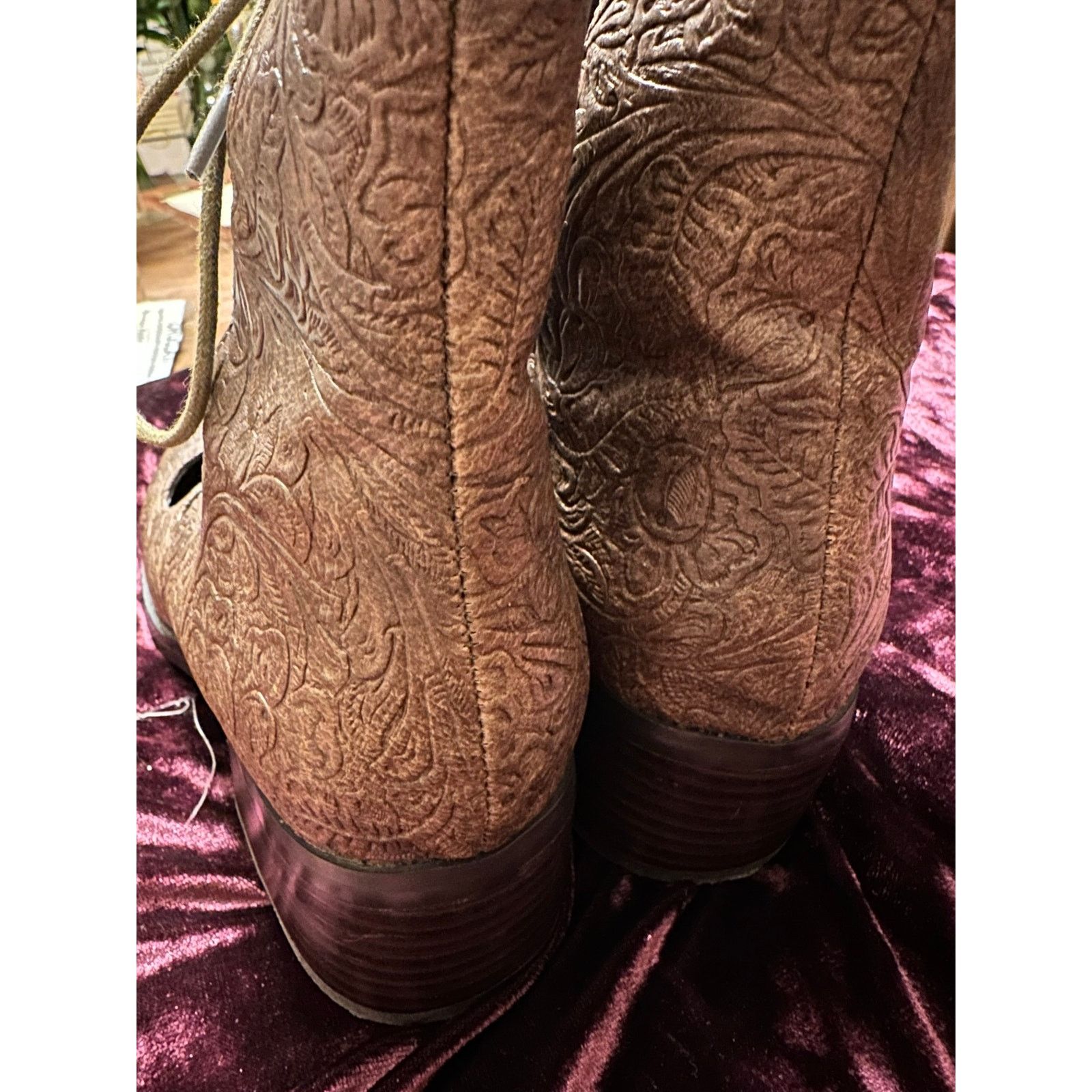 Miista E8 by Miista Embossed Floral Lace Up Ankle Booties - EU 37 Size US 6.5 / IT 36.5 - 5 Thumbnail