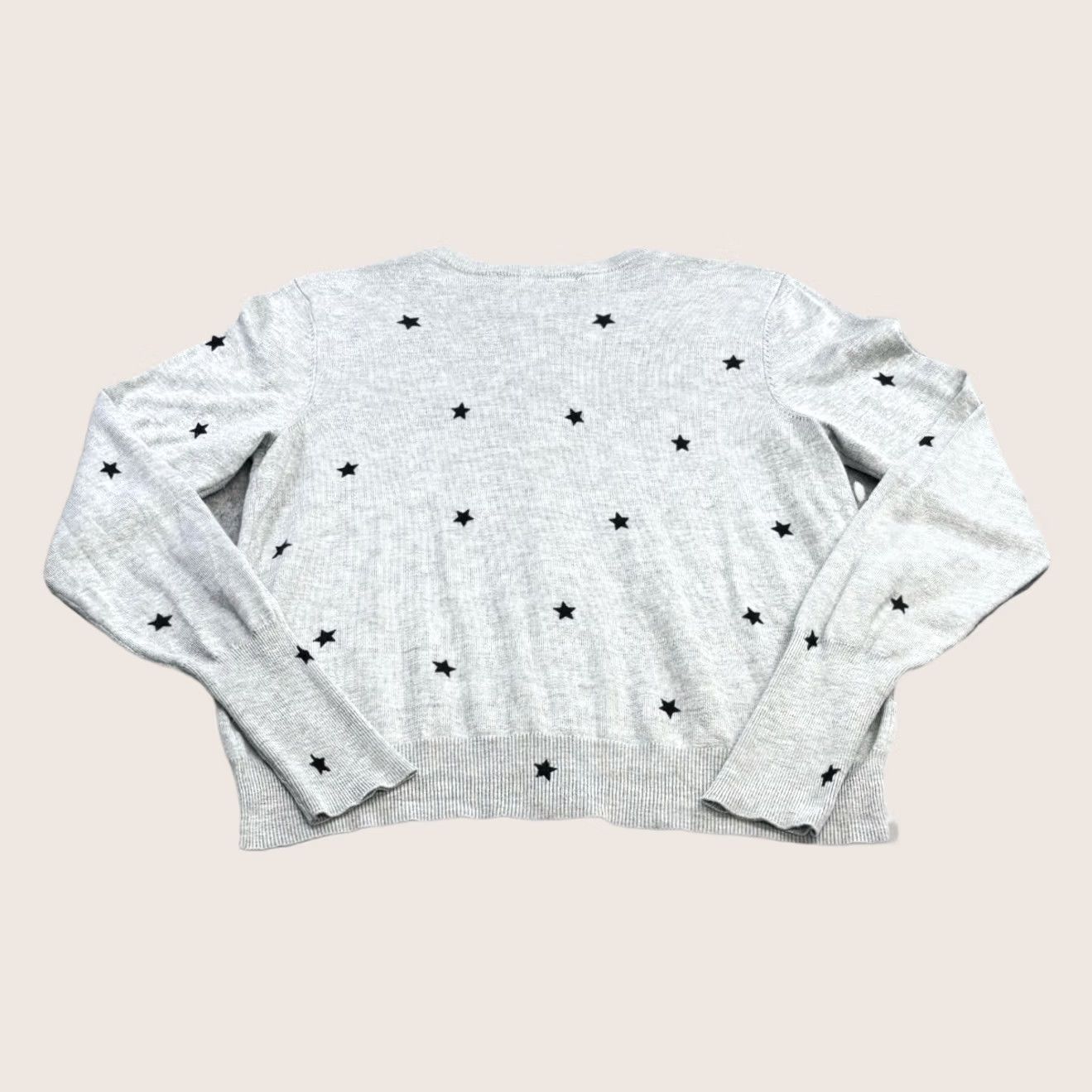 Marks & Spencer M&S Cardigan UK10 grey star pattern long sleeve women’s Button Front Pre Loved Size L / US 10 / IT 46 - 1 Thumbnail
