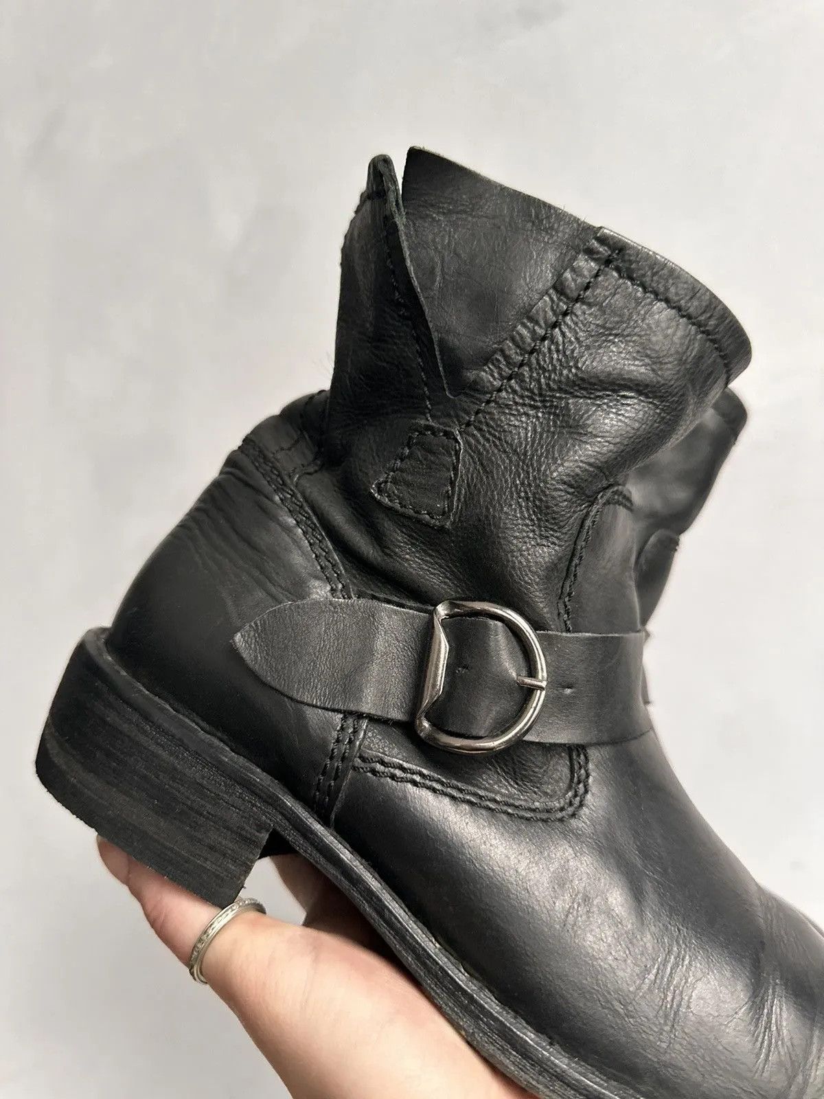 Leather Black leather ankle boots metal zip AS 98 style guidi Size US 9 / IT 39 - 4 Thumbnail