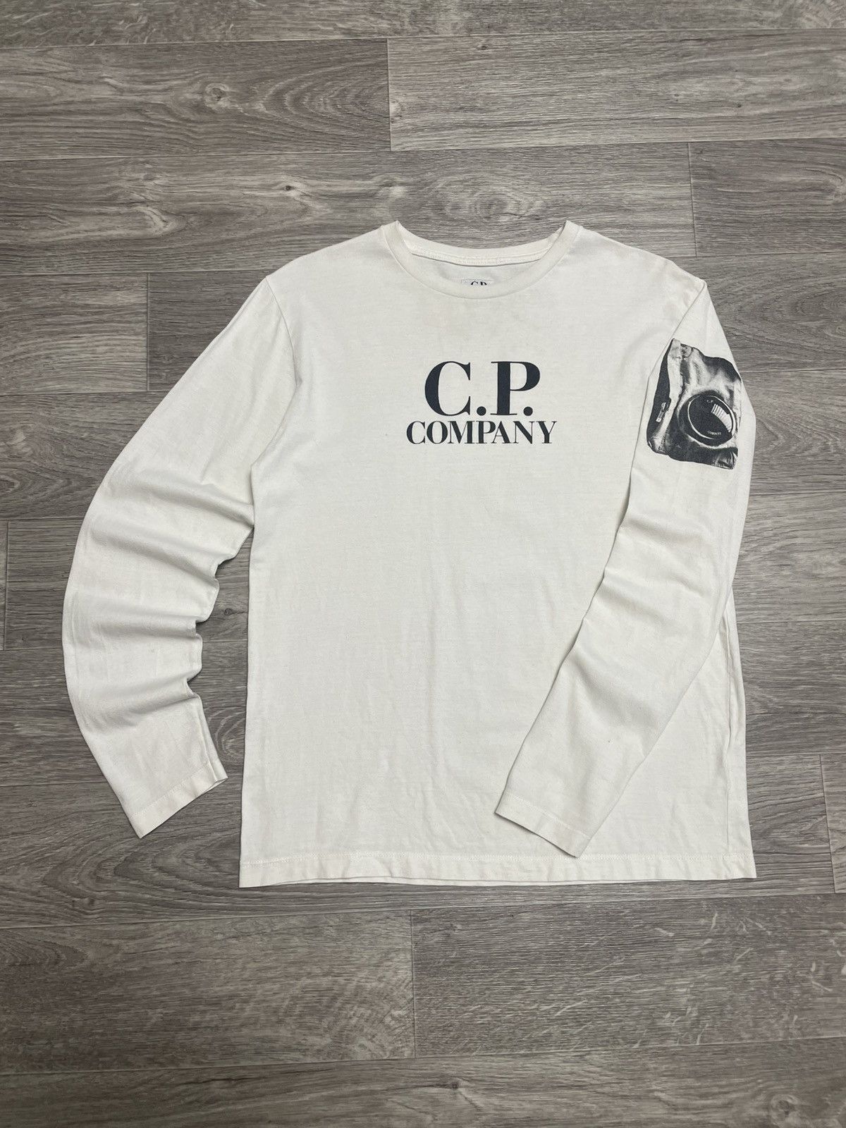 Vintage CP Company Big Logo Lens Print Long Sleeve T-Shirt
