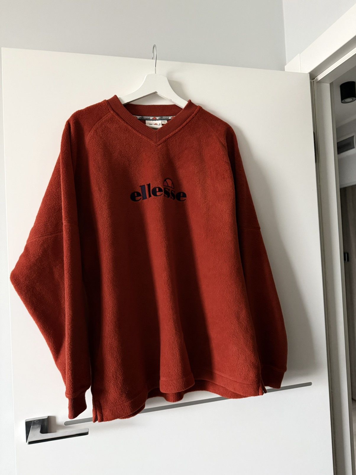 Ellesse Ellesse V-neck vintage Orange fleece pullover Size US L / EU 52-54 / 3 - 5 Thumbnail