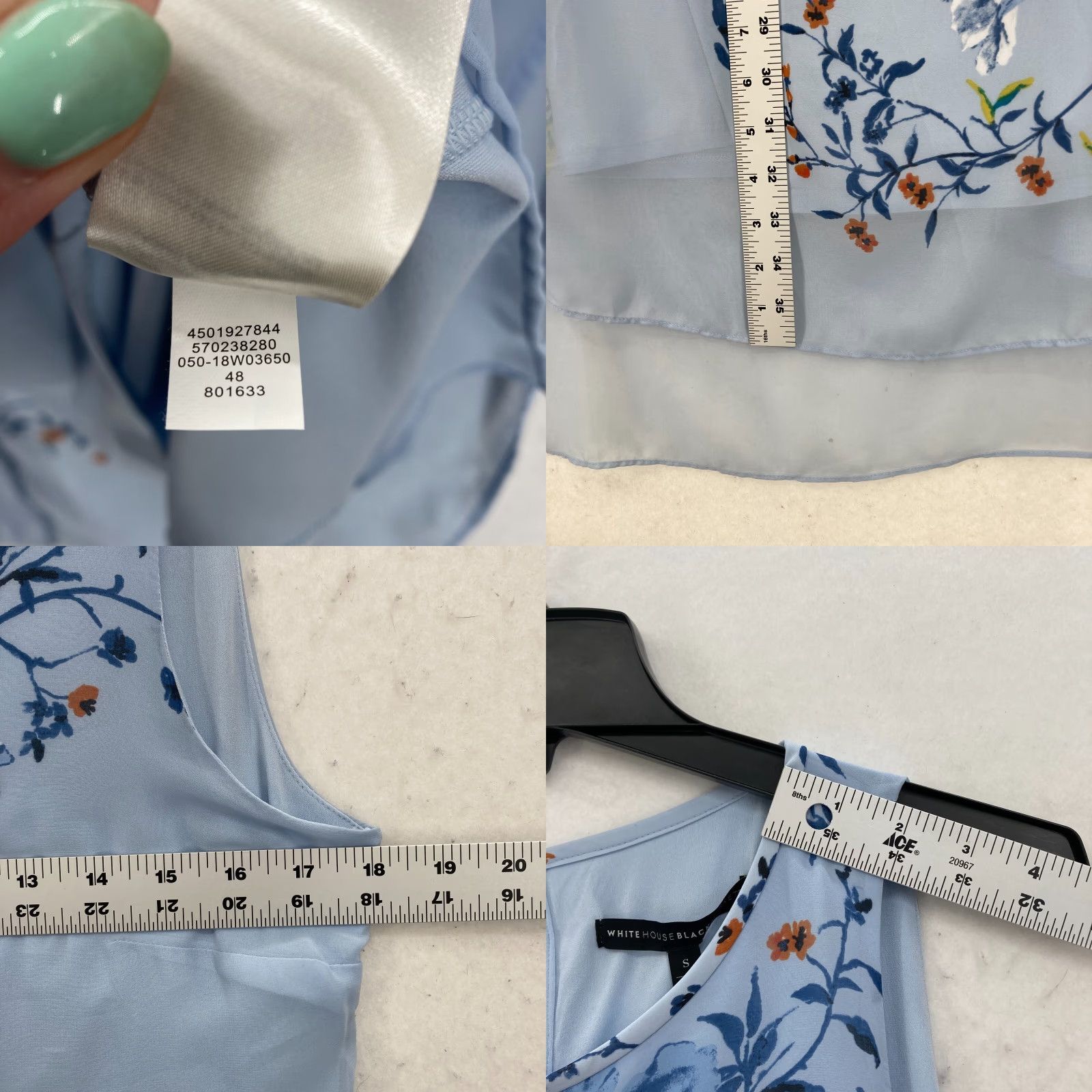 White House Black Market White House Black Market Floral Chiffon Overlay Dress Sky Blue Small NWT Elegant Size S / US 4 / IT 40 - 8 Thumbnail