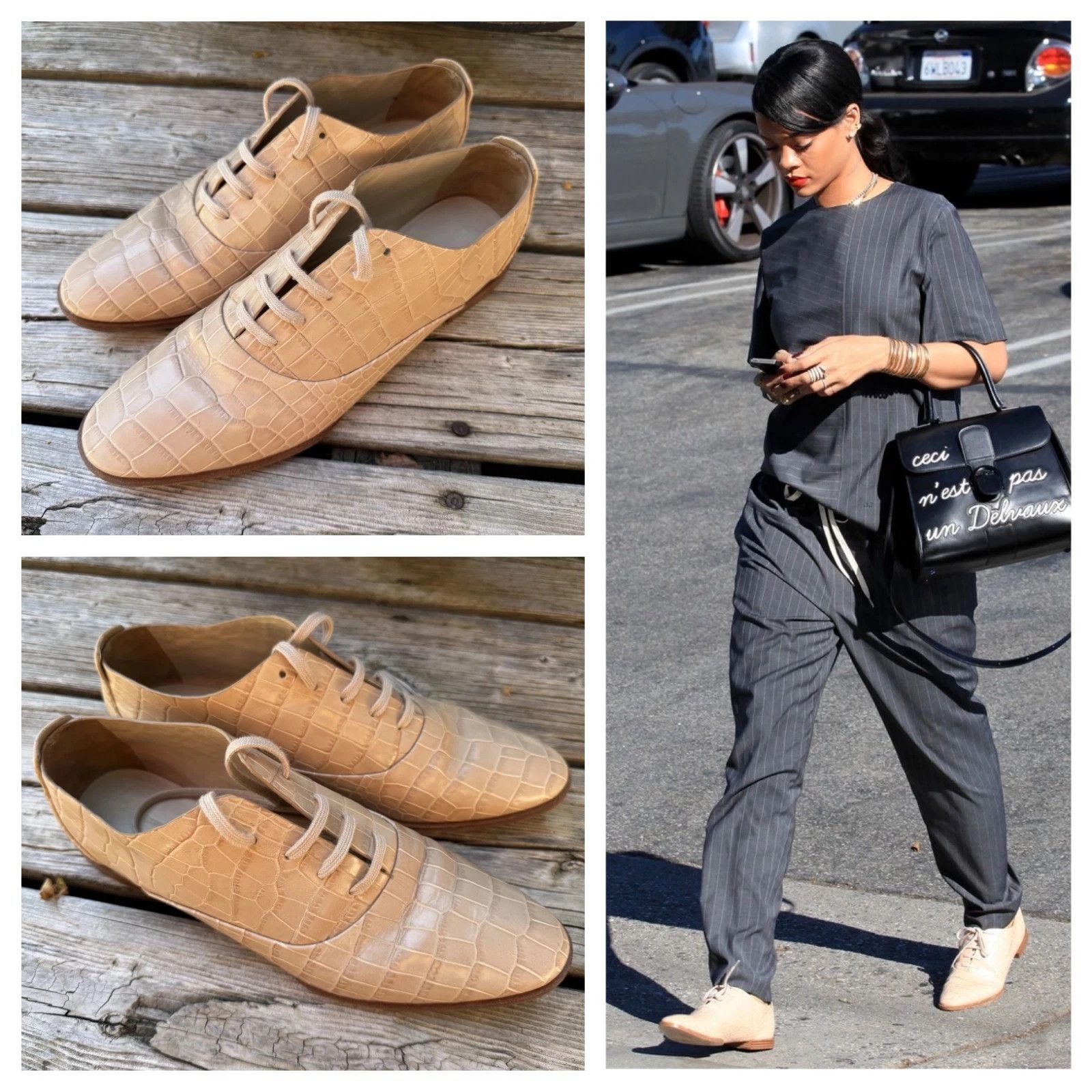 Alexander Wang 2014 Ingrid Lace Up Oxford Almond Croc Shoes Size US 9 / IT 39 - 1 Thumbnail