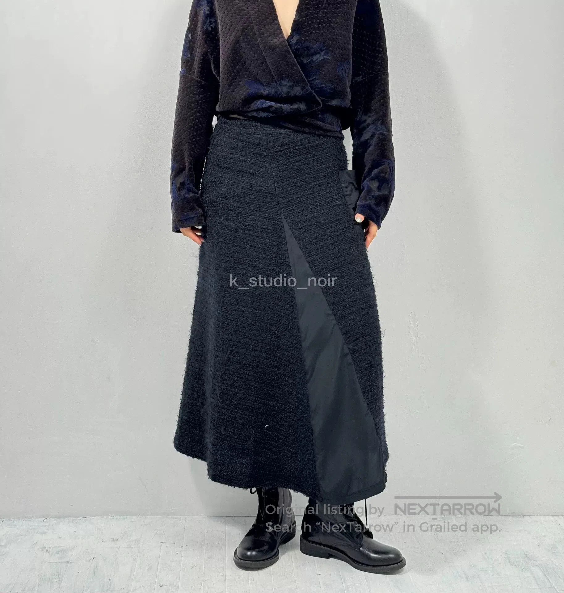 Yohji Yamamoto Yohji Yamamoto Patchwork Wool Midi Skirt. Size 27" / US 4 / IT 40 - 2 Thumbnail