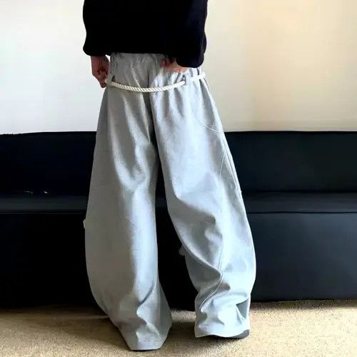Designer Streetwear Sportwear Loose Lace Up Elastic Waist Pants Size US 35 - 2 Thumbnail