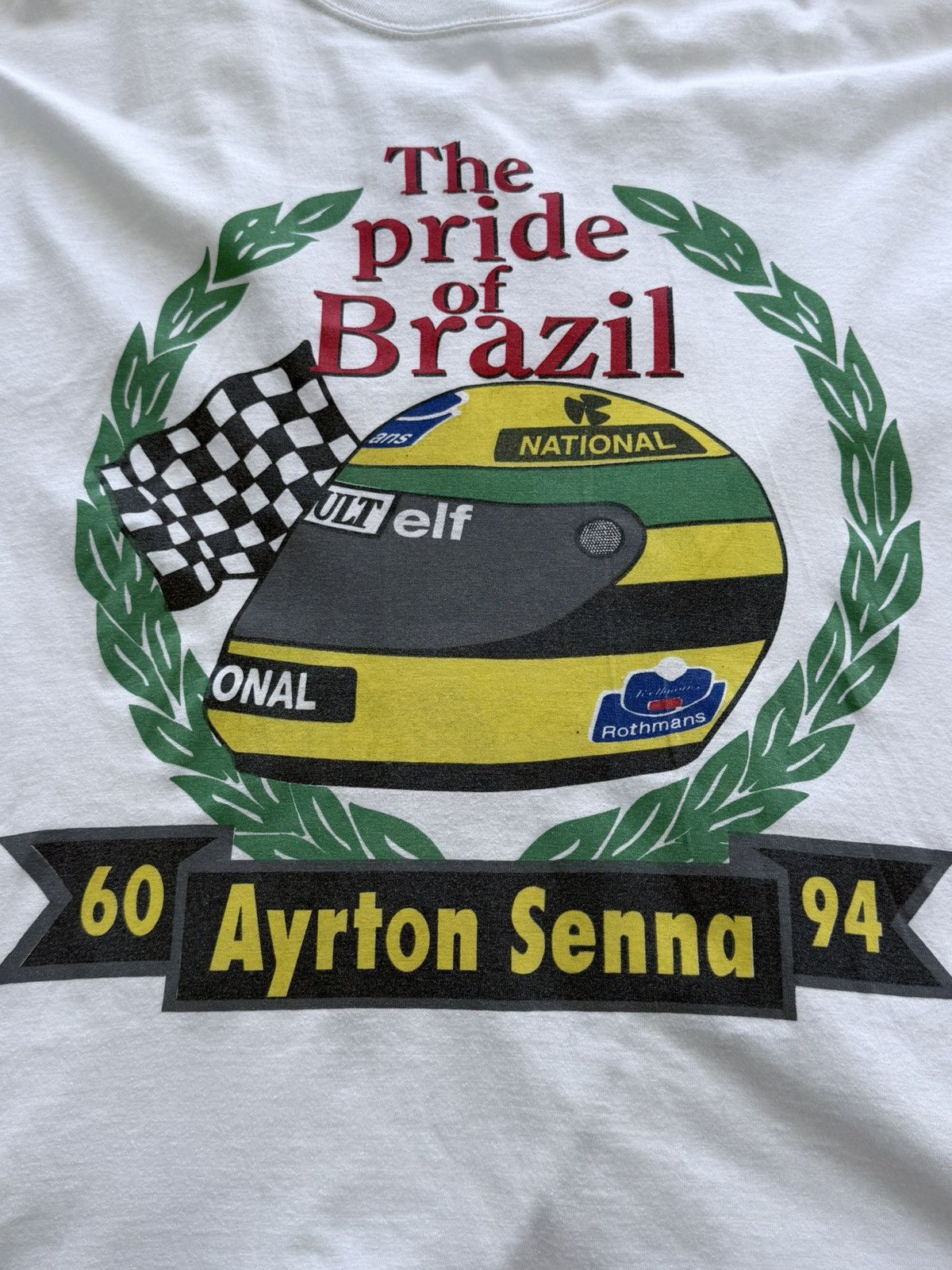 Vintage Vintage 90s Ayrton Senna Racing T-Shirt Tee Size US XL / EU 56 / 4 - 5 Thumbnail