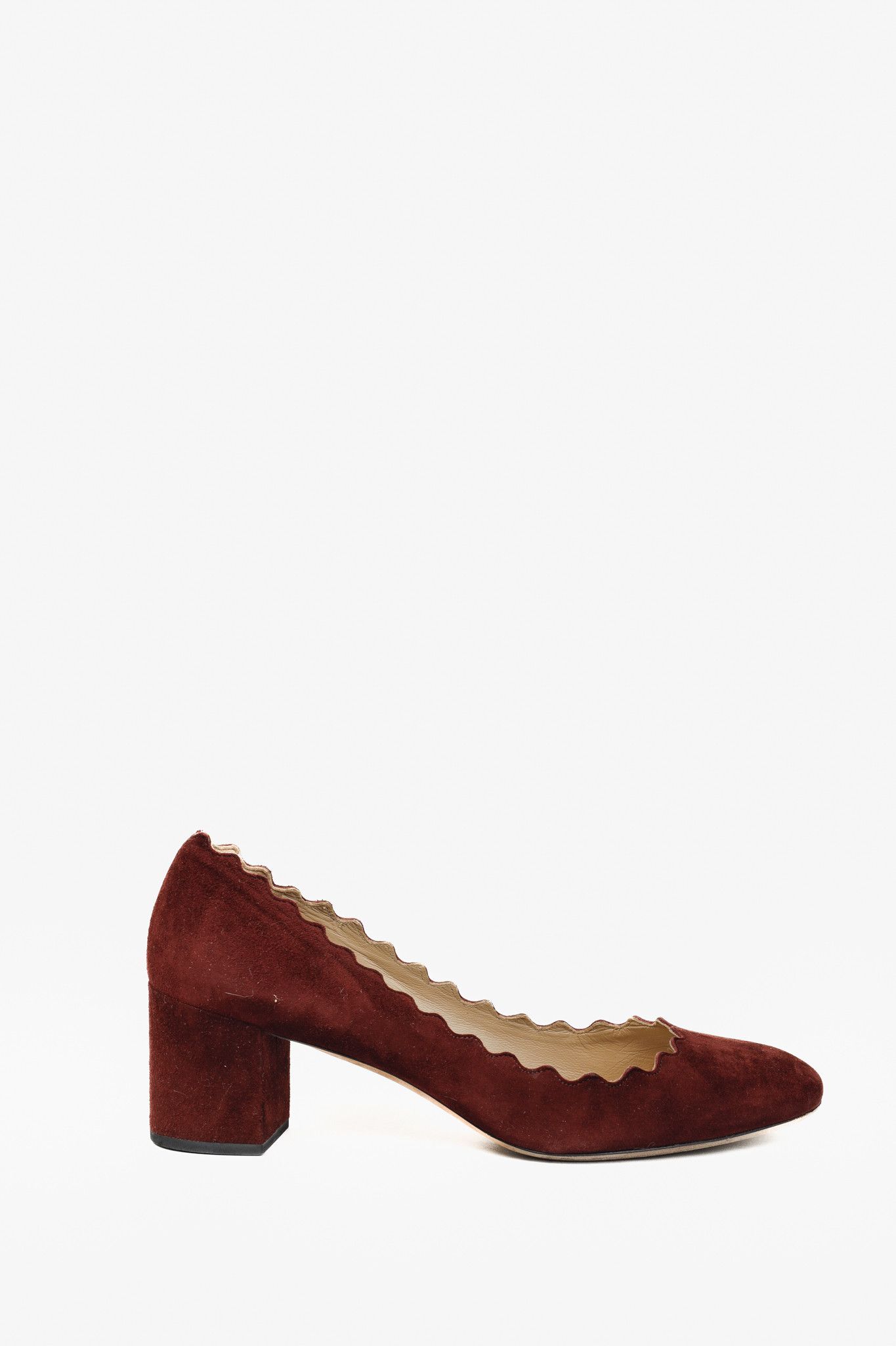 Chloe Chloe CH26230 Lauren Bordeaux Scallop Edge Pumps Size US 7 / IT 37 - 1 Thumbnail