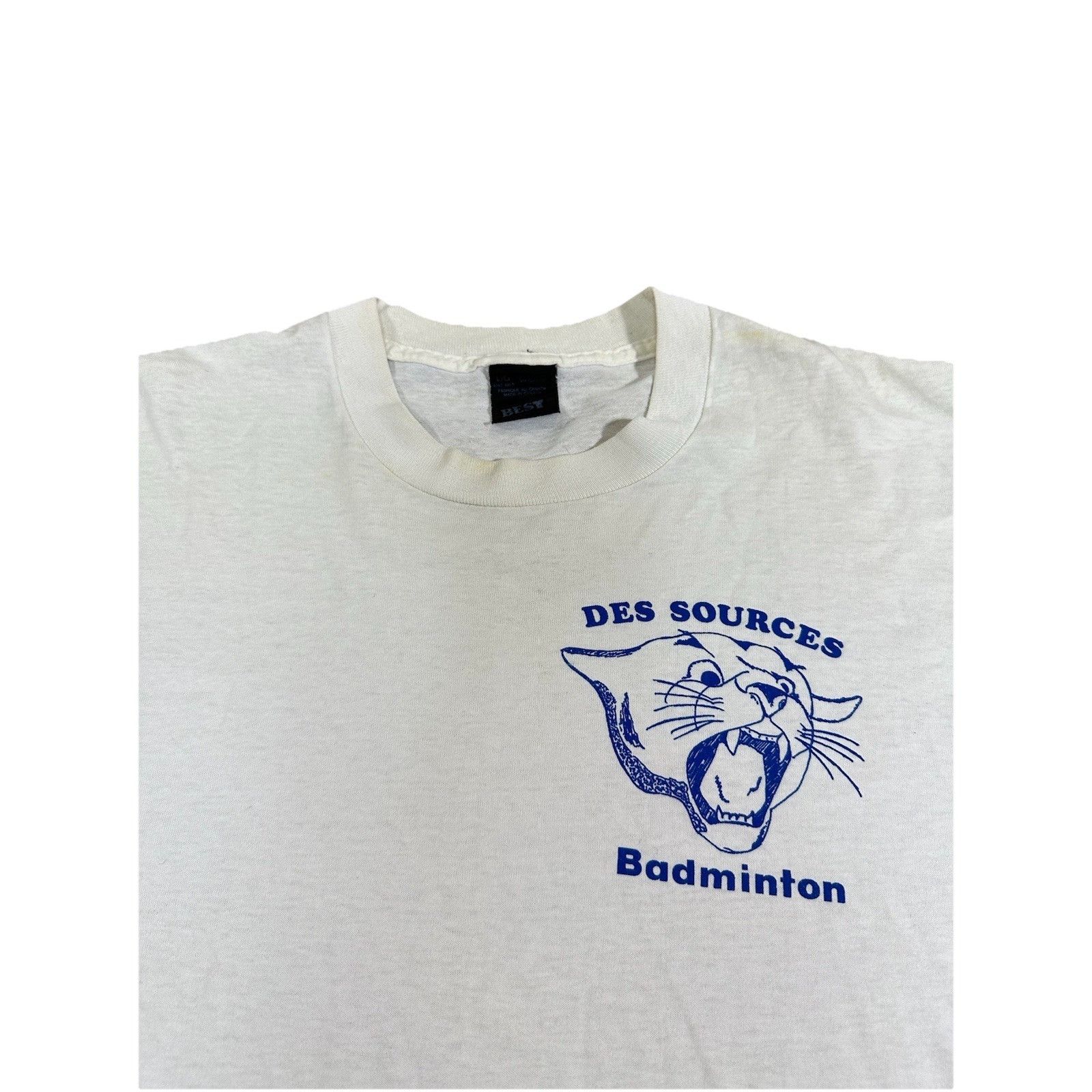 Fruit Of The Loom Vintage 80s Des Sources Badminton T-Shirt Graphic Sports Size US L / EU 52-54 / 3 - 2 Thumbnail