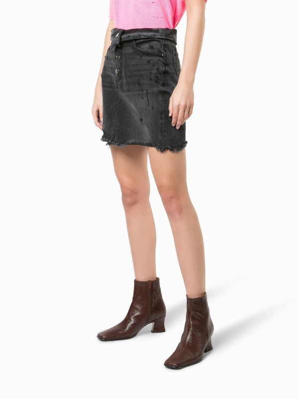 Amiri o1mle1224 Fold Over Denim Skirt in Dark Grey Size 27" / US 4 / IT 40 - 4 Thumbnail