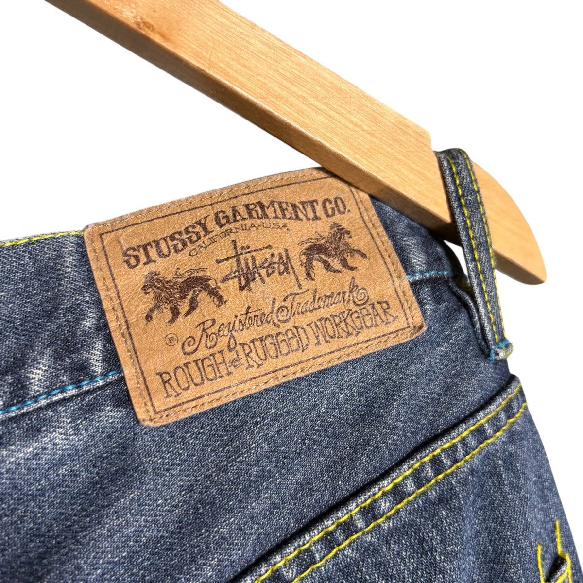 Stussy × Vintage Vintage Stussy Rough Rugged Denim Skull Logo Jeans Pants Size US 34 / EU 50 - 6 Thumbnail