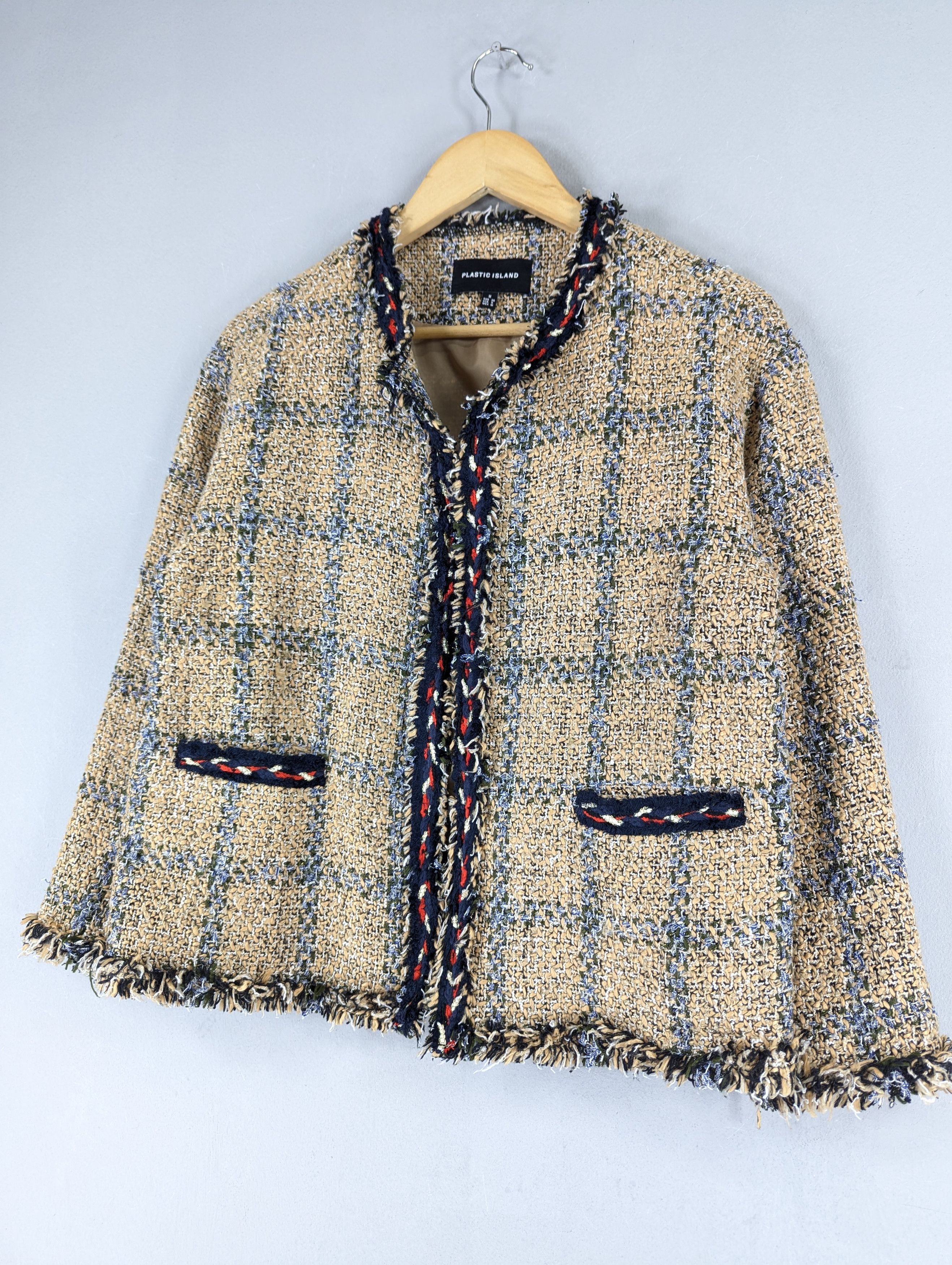 Designer Plastic Island Multicolor Tweed Cropped Jacket Size M / US 6-8 / IT 42-44 - 2 Thumbnail