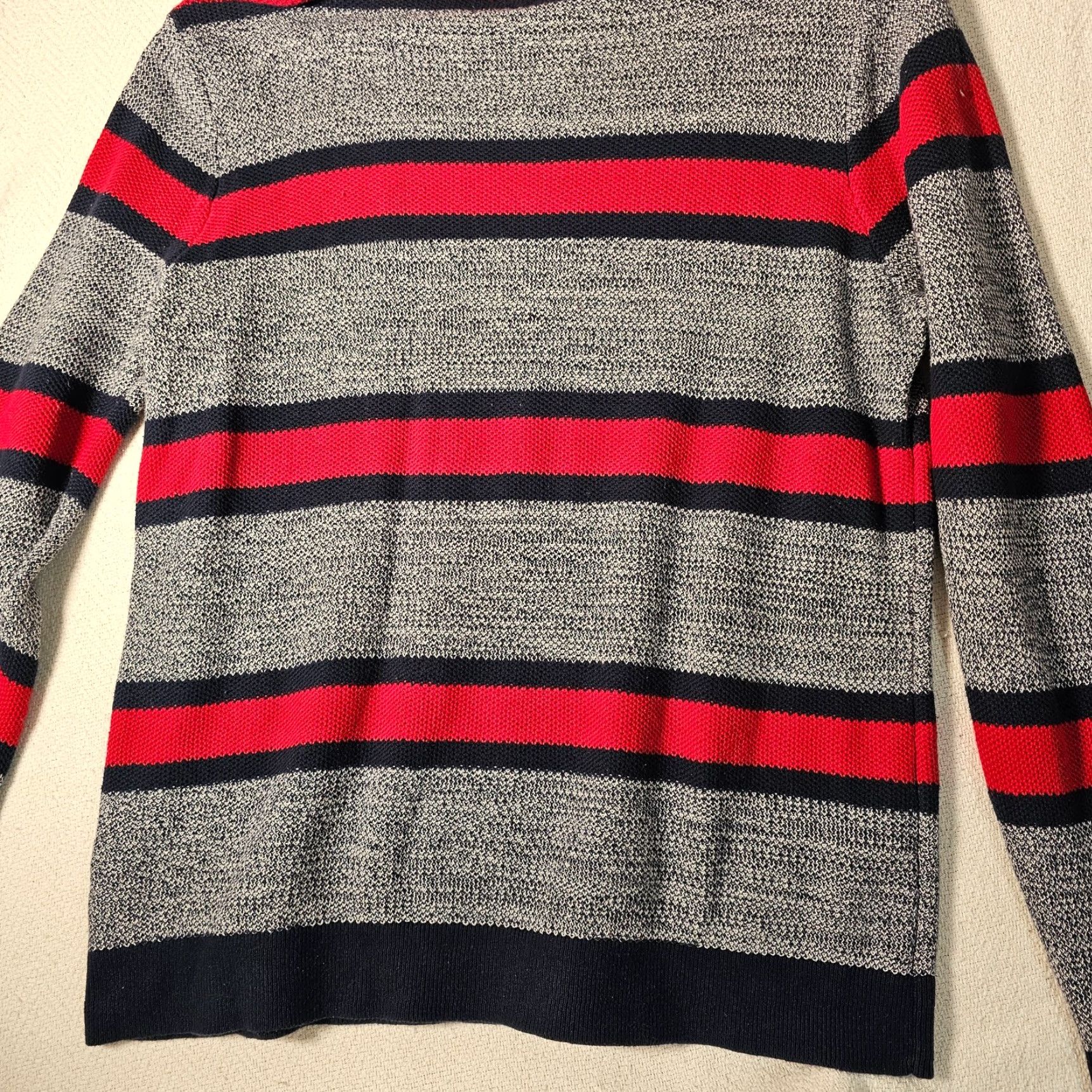 Tommy Hilfiger VINTAGE Tommy Hilfiger Sweater Pullover Men's 2XL Gray Striped Chunky-Knit Preppy Size US XXL / EU 58 / 5 - 7 Thumbnail