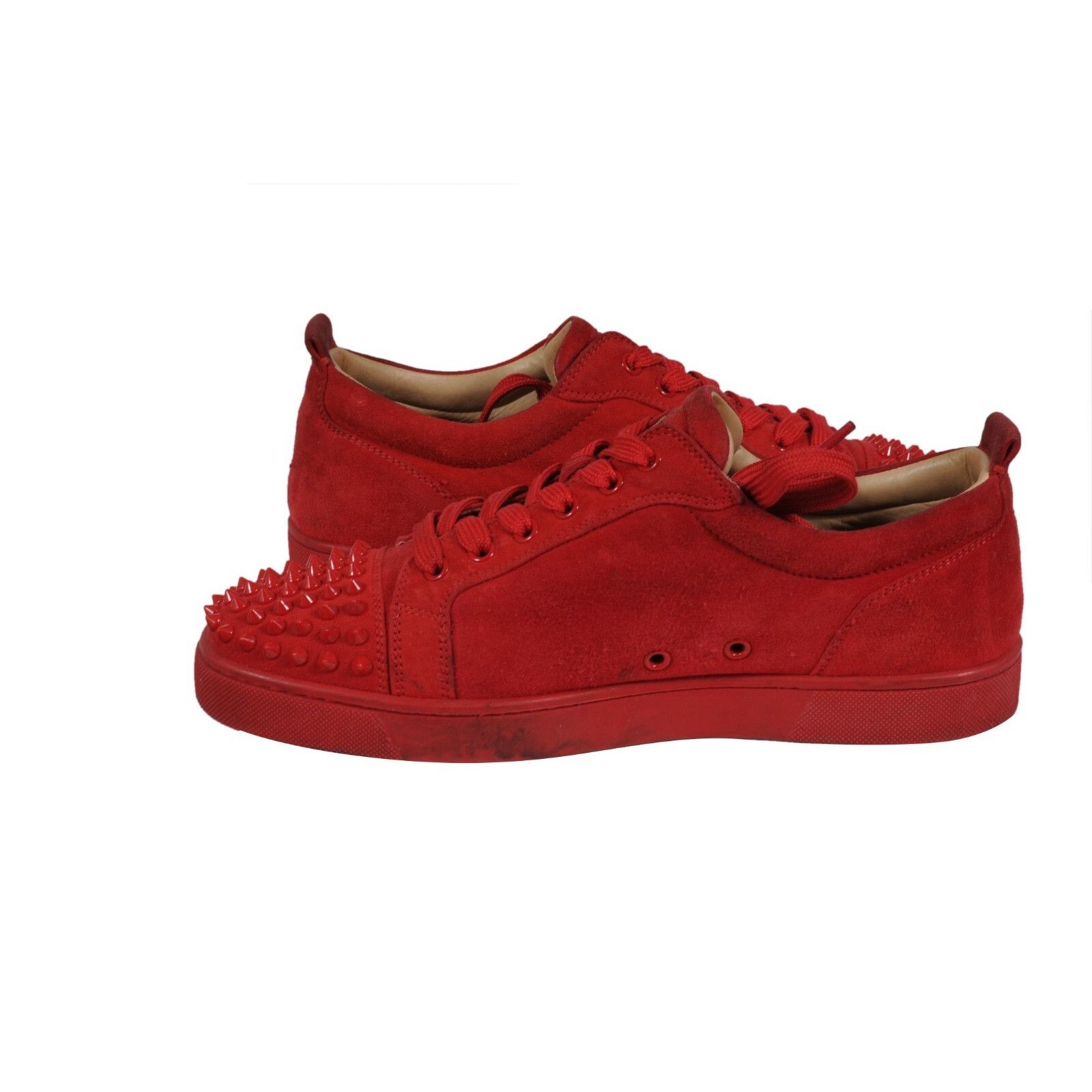 Christian Louboutin Louis Jr's Red Spike Suede Trainers Sneakers Low Top Size US 9 / EU 42 - 8 Thumbnail