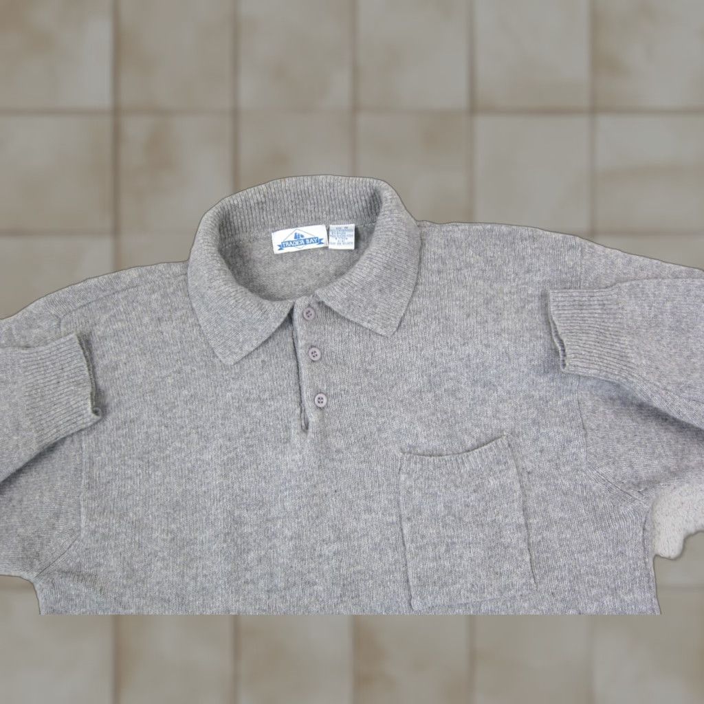 Vintage VINTAGE Traders Bay Sweater Men M Gray Wool Nylon Knit Collared 90s 80s Pullover Shirt? Size US M / EU 48-50 / 2 - 1 Thumbnail