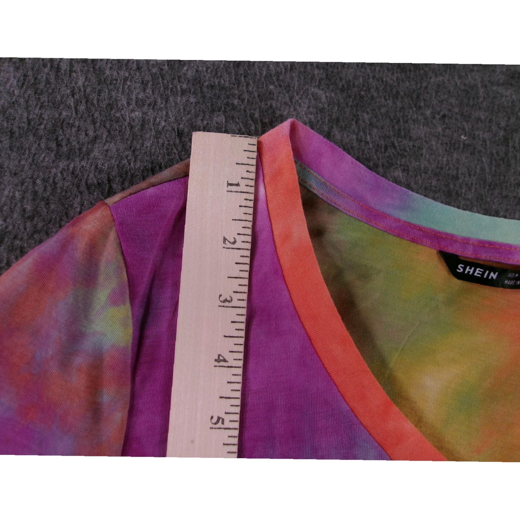 Shein Shein Mini Dress Womens Large Multicolor Tie Dye V-Neck Short Sleeve Bohemian Summer Festive Size L / US 10 / IT 46 - 4 Thumbnail