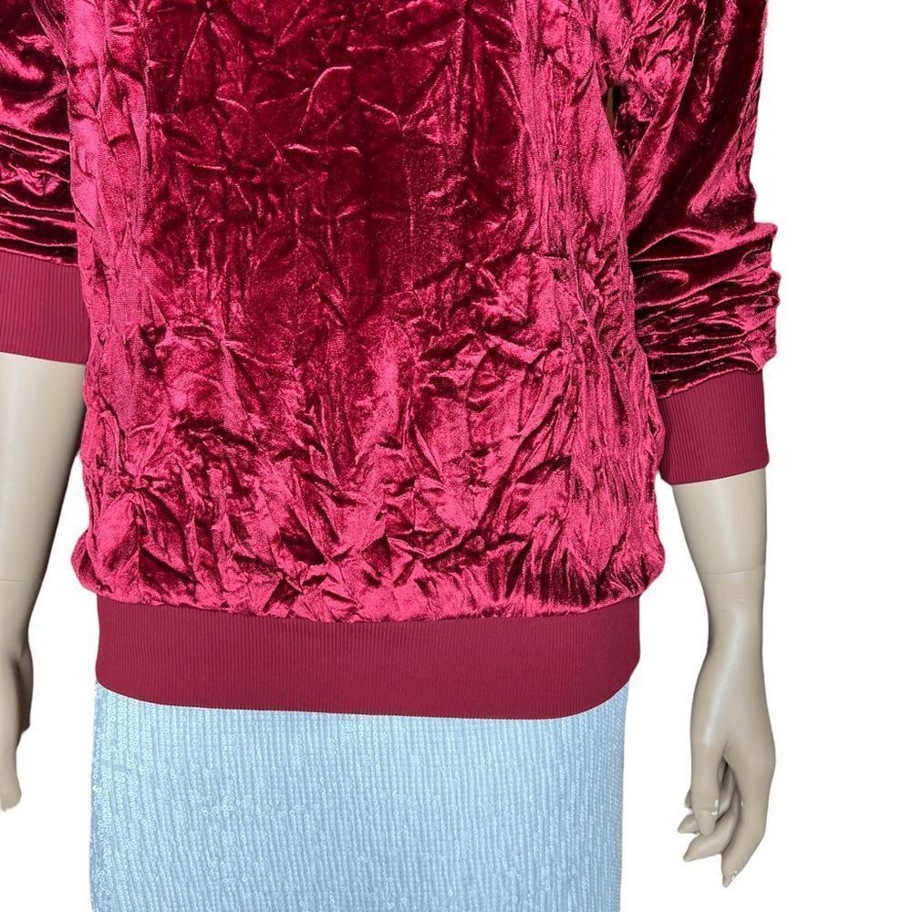 Zara Zara velvet sweatshirt top burgundy S (303/2) Size S / US 4 / IT 40 - 3 Thumbnail