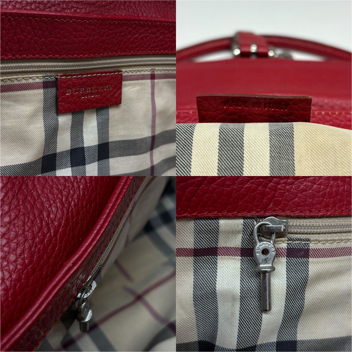 Burberry Burberry London Hot Red Leather Shoulder Bag Nova Check Size ONE SIZE - 22 Thumbnail