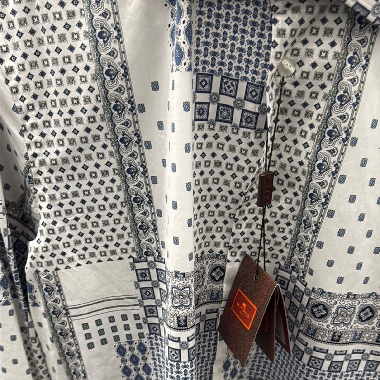 Etro NWT Etro Patterned Blue and White Men's Shirt Size S Size US S / EU 44-46 / 1 - 3 Thumbnail