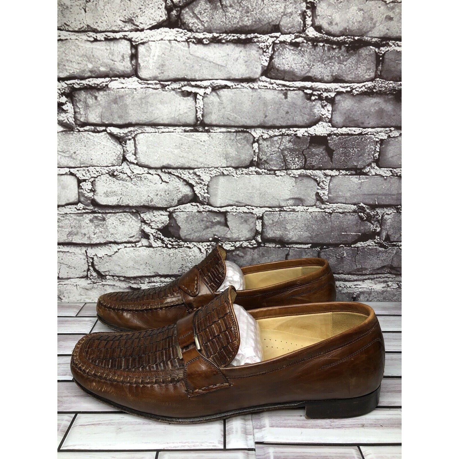 Johnston & Murphy Johnston & Murphy Handcrafted Brown Leather Weaves Dress Loa Size US 11 / EU 44 - 14 Thumbnail